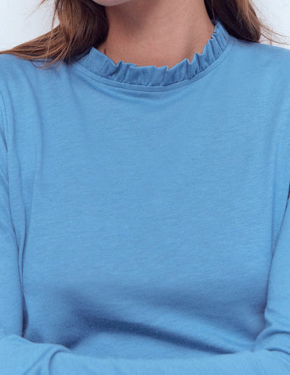 Supersoft Frill Detail Top-Captains Blue-2