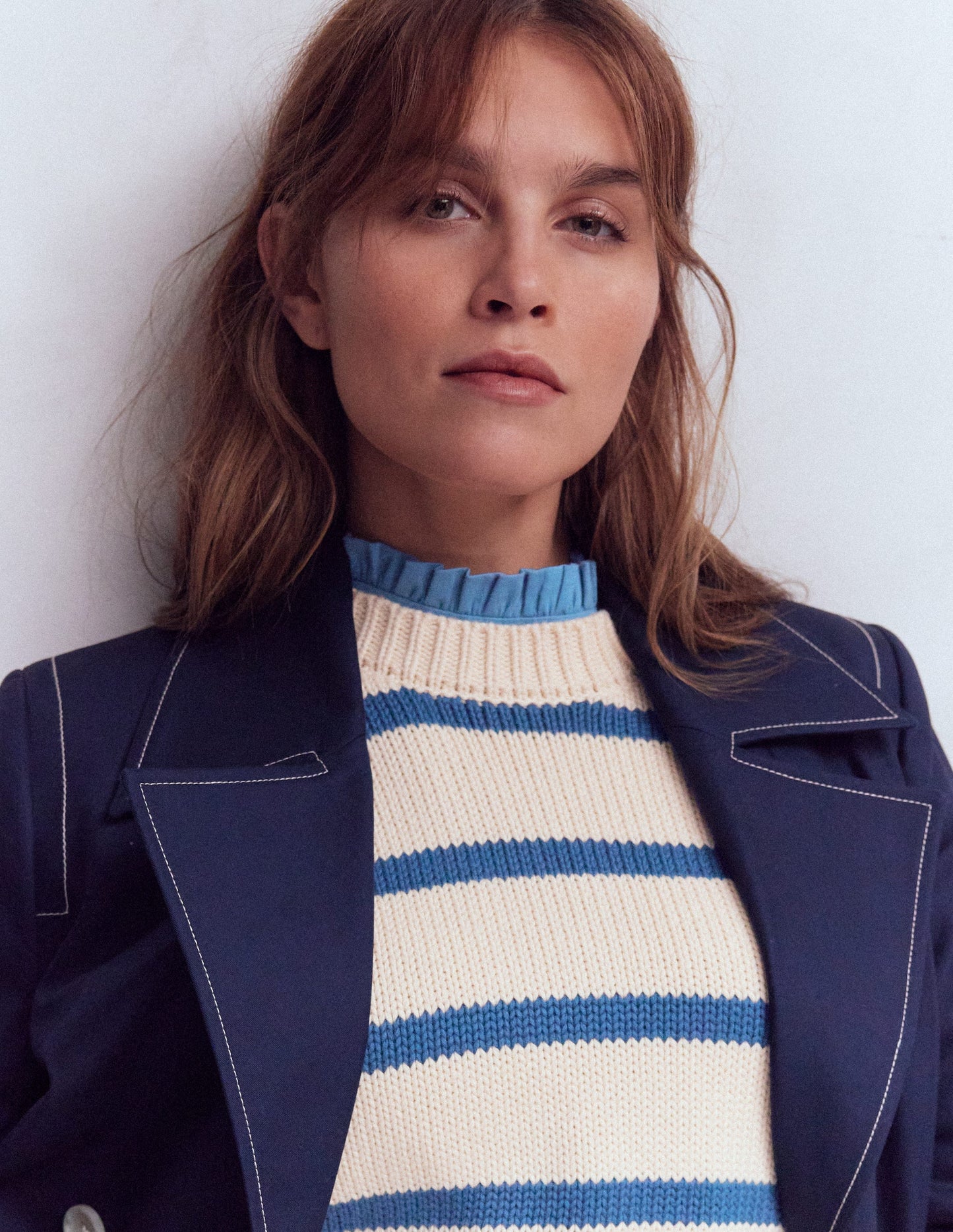 Supersoft Frill Detail Top-Captains Blue