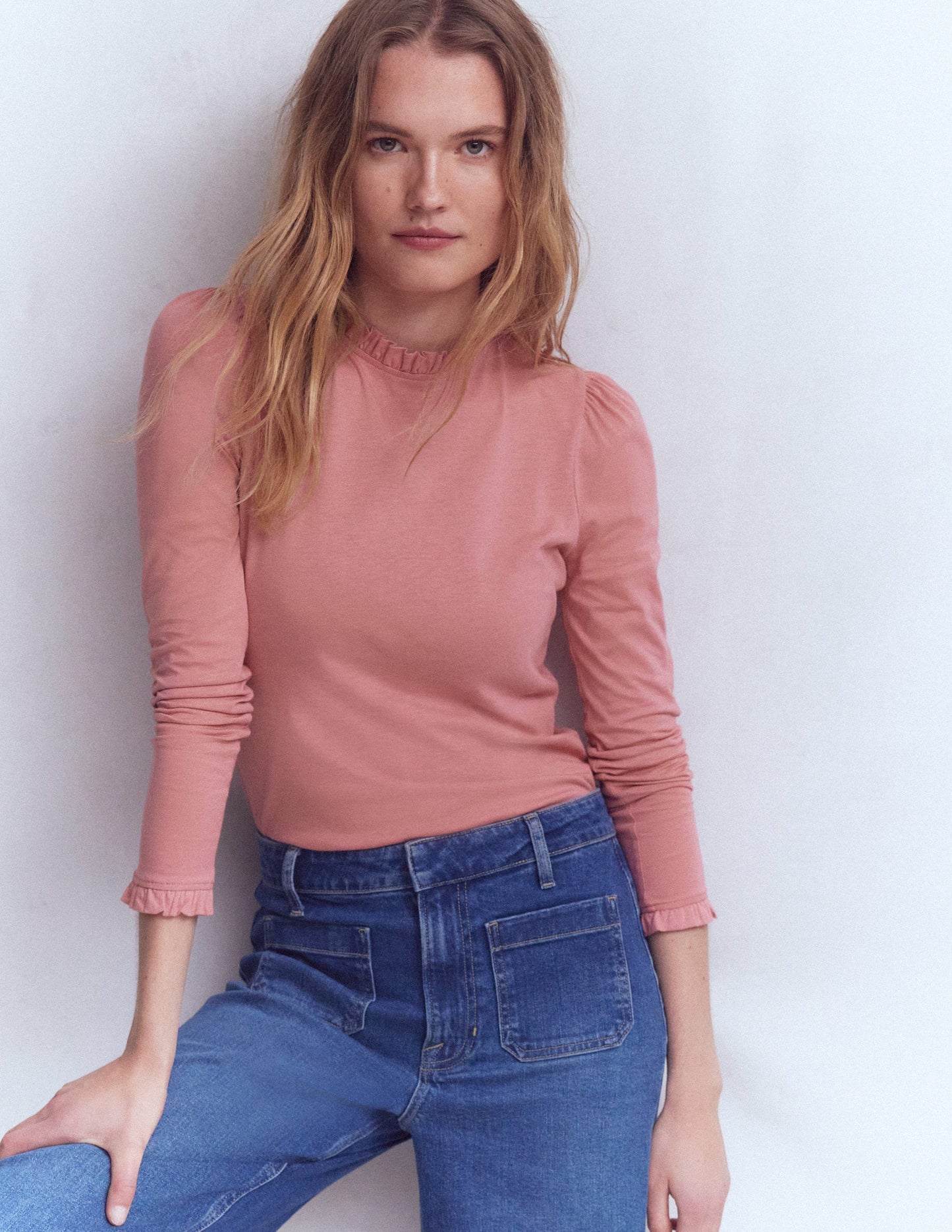 Supersoft Frill Detail Top-Vintage Rose