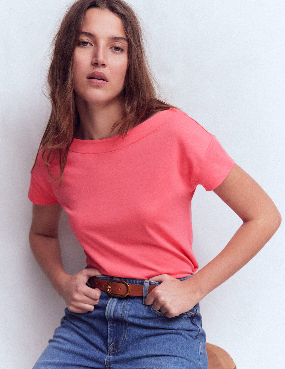 Supersoft Boat Neck T-Shirt-Azalea Pink - Image 1