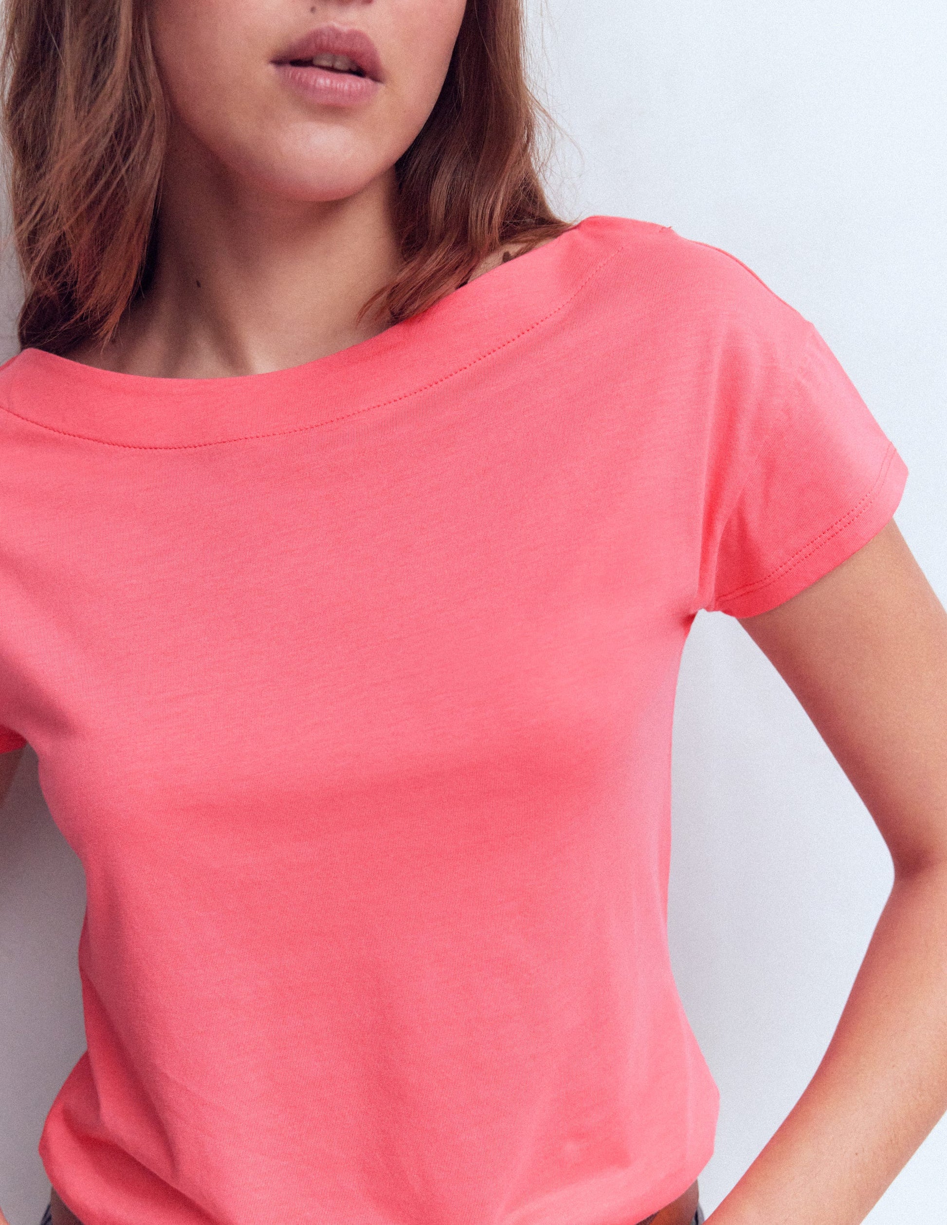 Supersoft Boat Neck T-Shirt-Azalea Pink-2