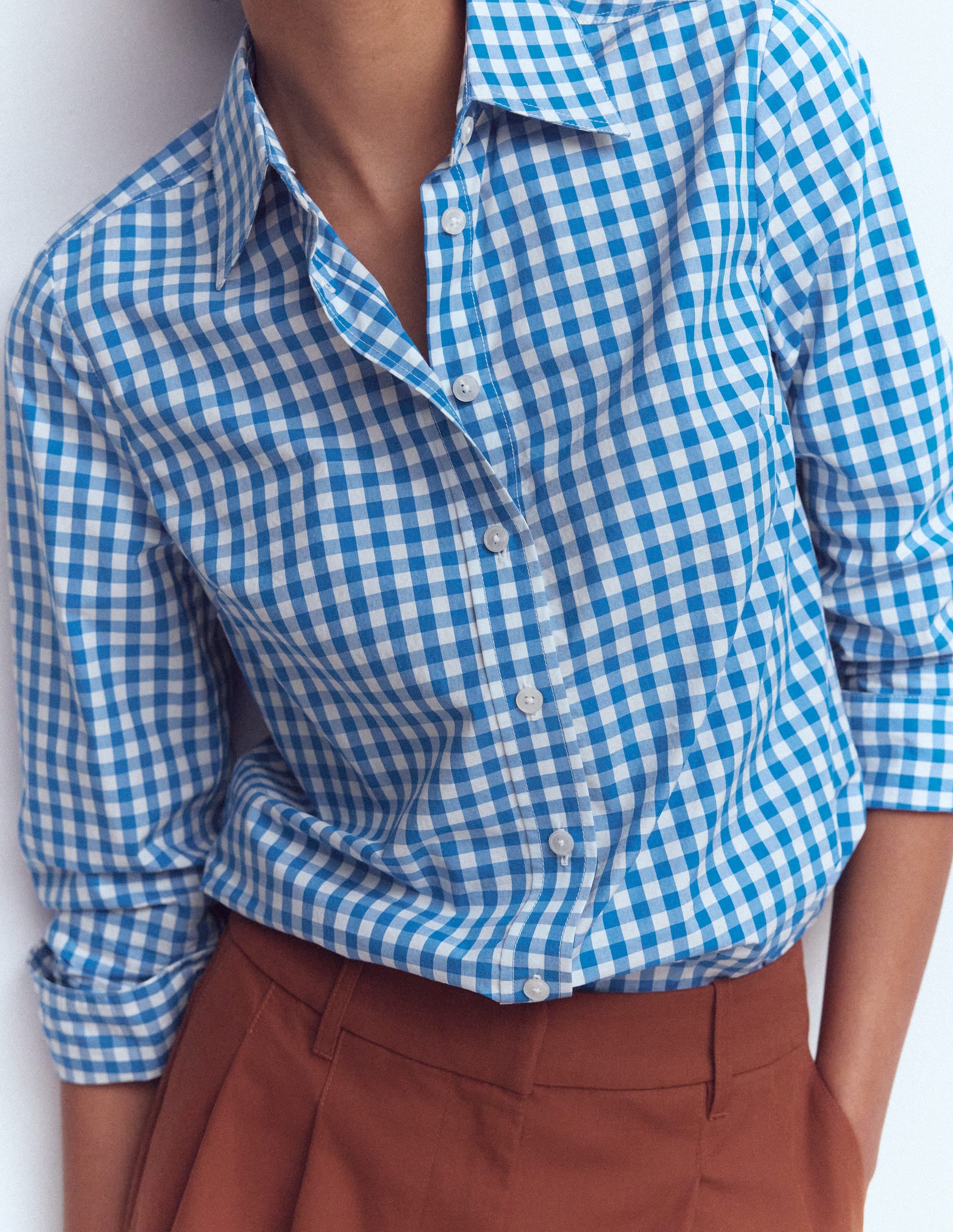 Sienna Cotton Shirt-Kingfisher Blue Gingham - Image 2