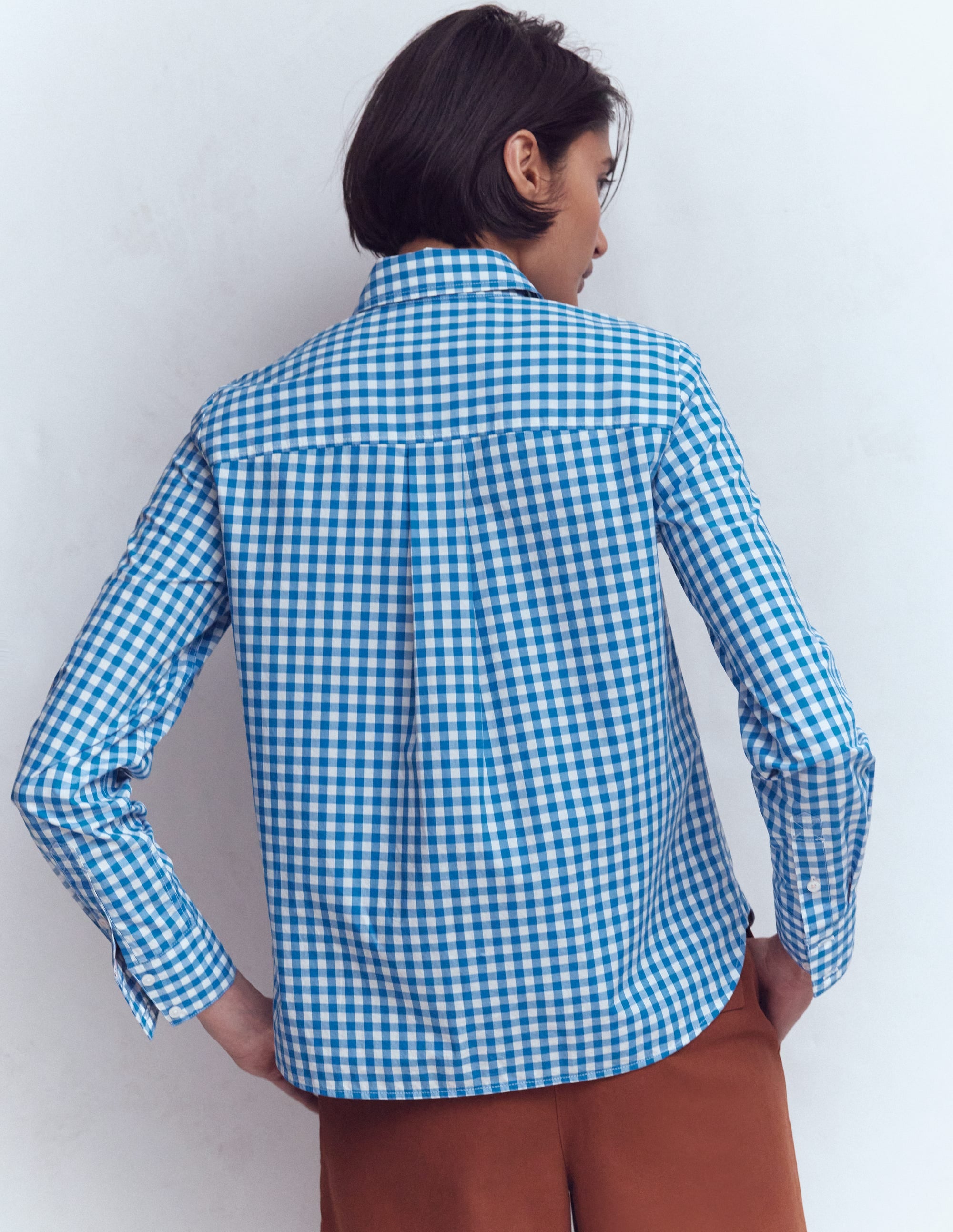 Sienna Cotton Shirt-Kingfisher Blue Gingham - Image 3