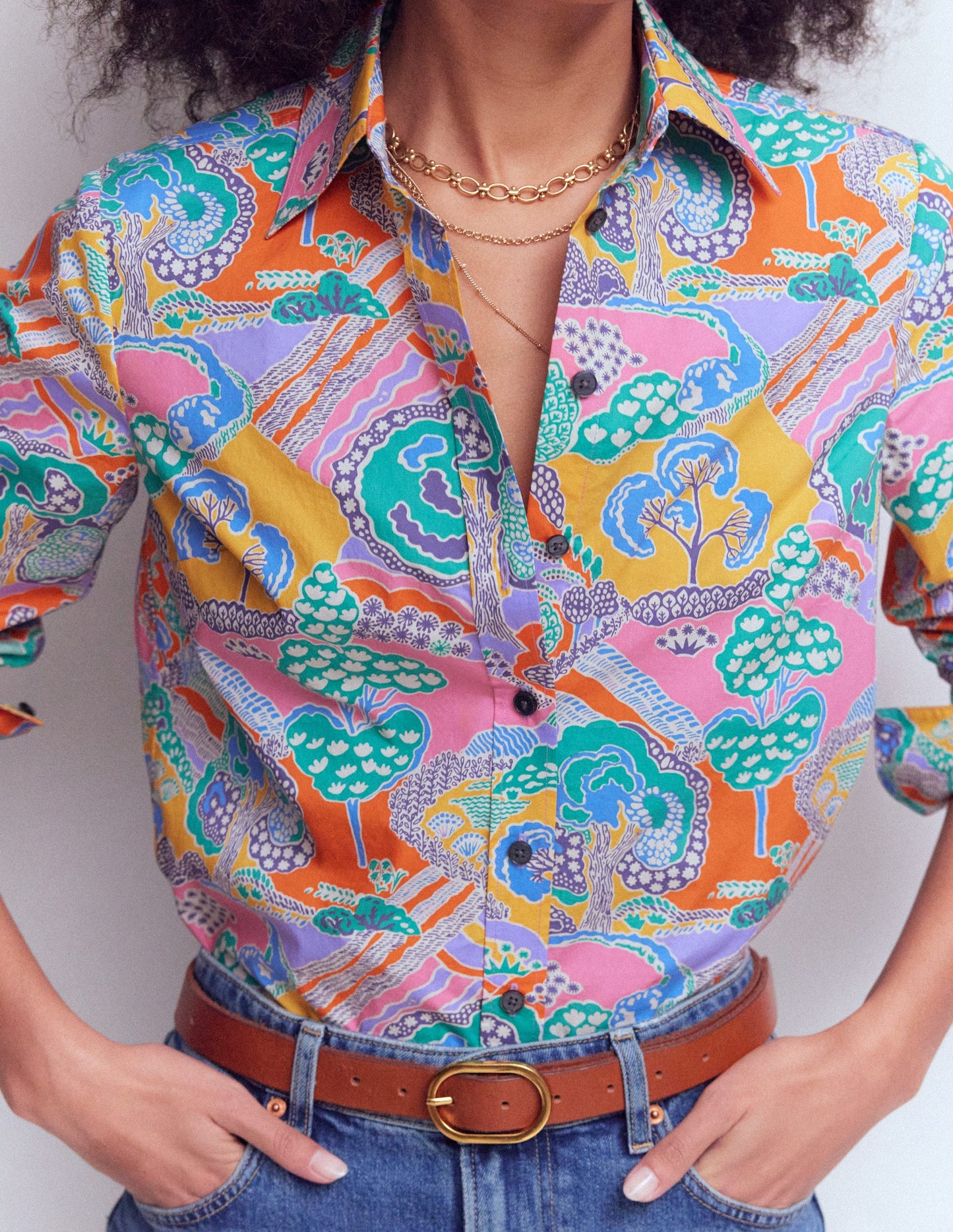 Sienna Cotton Shirt-Multi, Enchanted Dreamscape