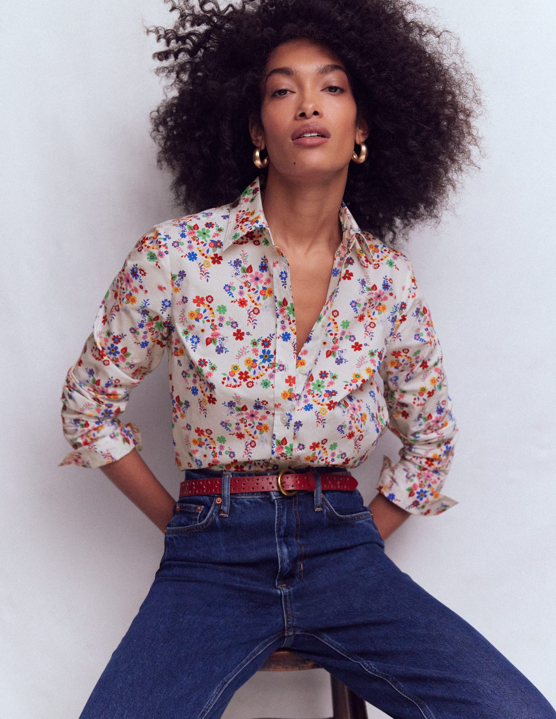 Sienna Cotton Shirt-Multi, Blossom Clusters-1
