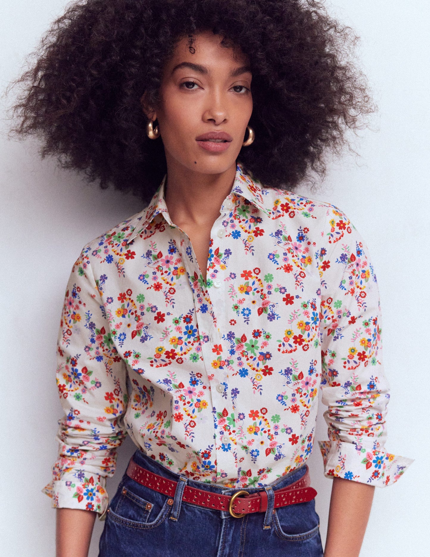 Sienna Cotton Shirt-Multi, Blossom Clusters