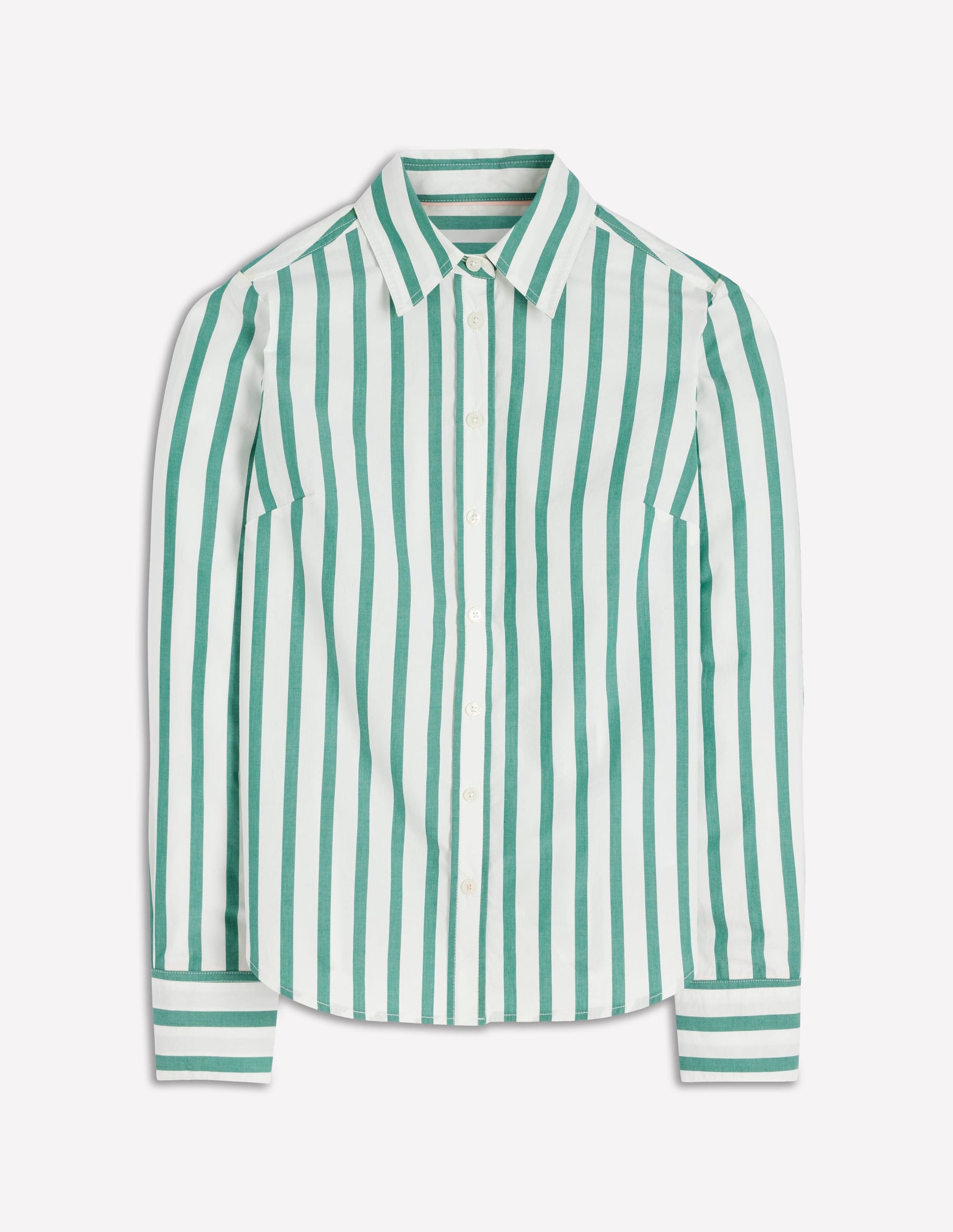 Sienna Cotton Shirt-Green and Ivory Stripe-7