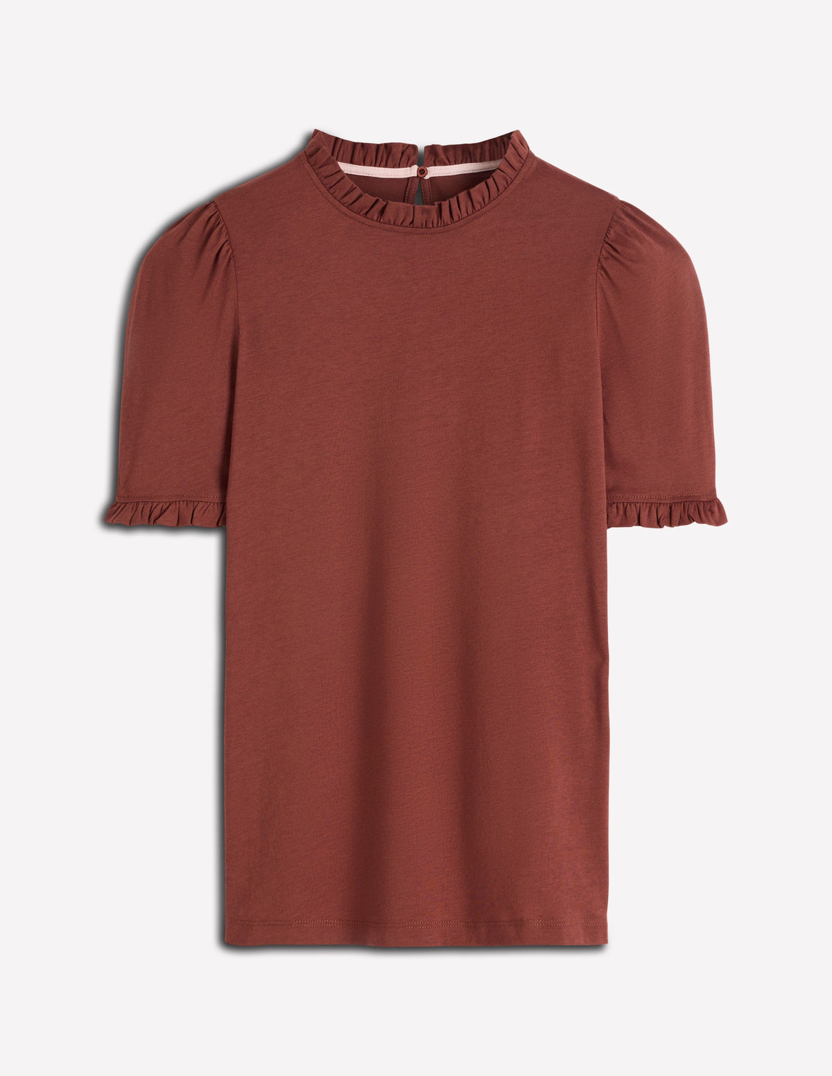 Supersoft Frill Detail T-shirt-Roasted Brown - Image 5