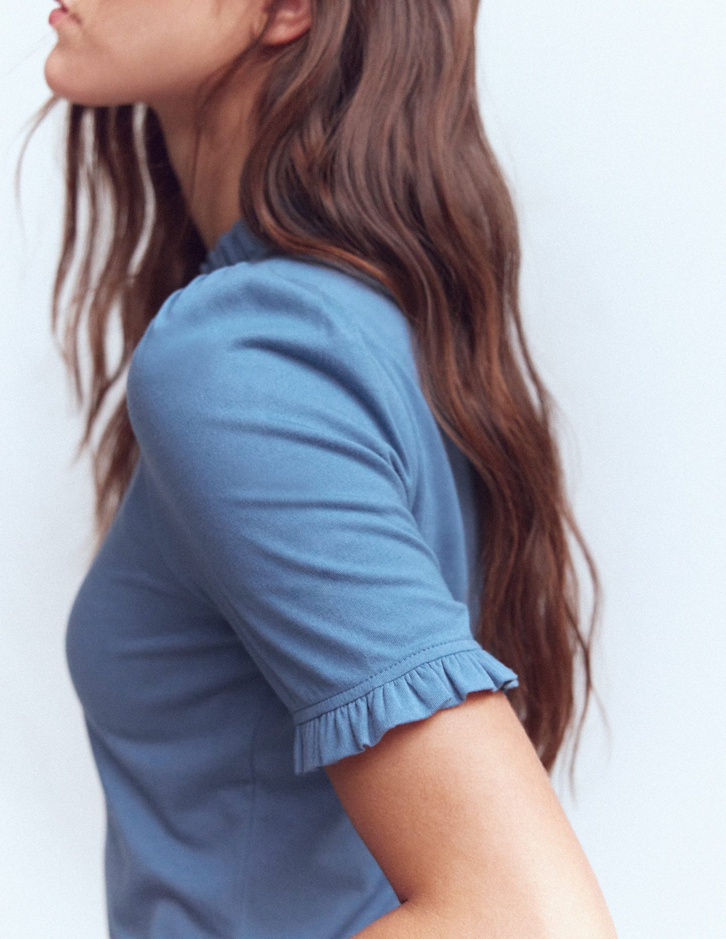 Supersoft Frill Detail T-shirt-Captains Blue