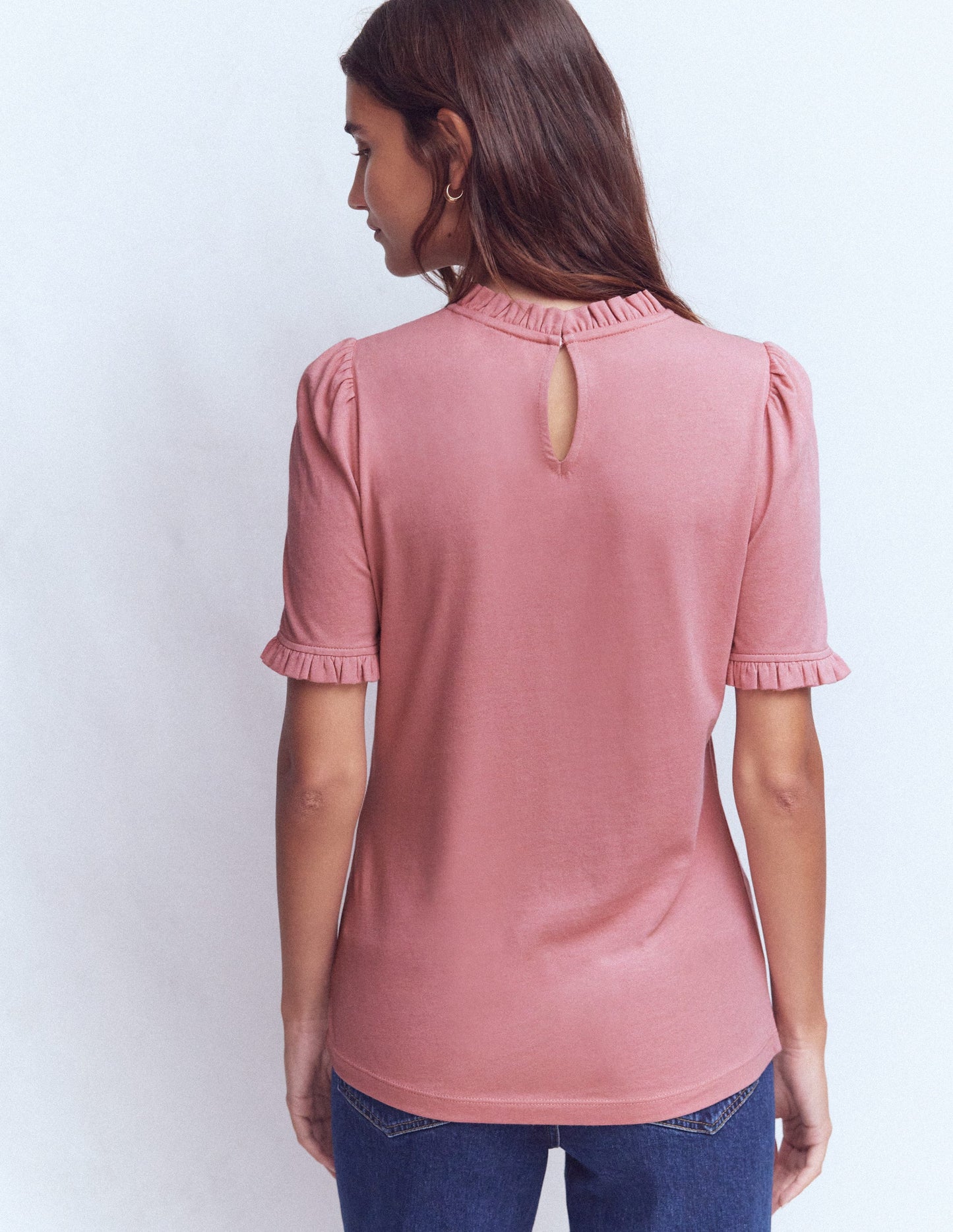 Supersoft Frill Detail T-shirt-Vintage Rose