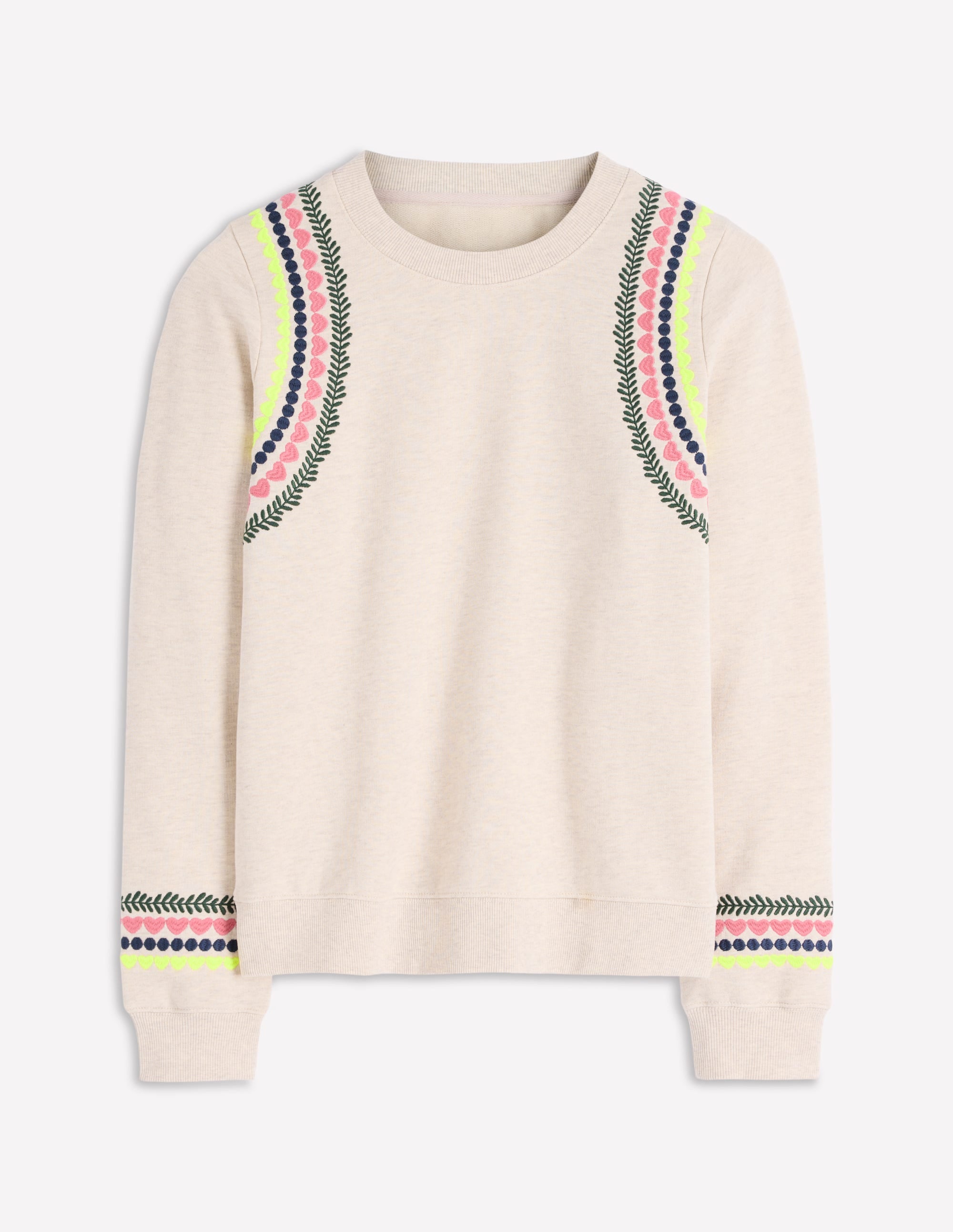 Hannah Embroidered Sweatshirt-Oatmeal Melange Embroidery - Image 5