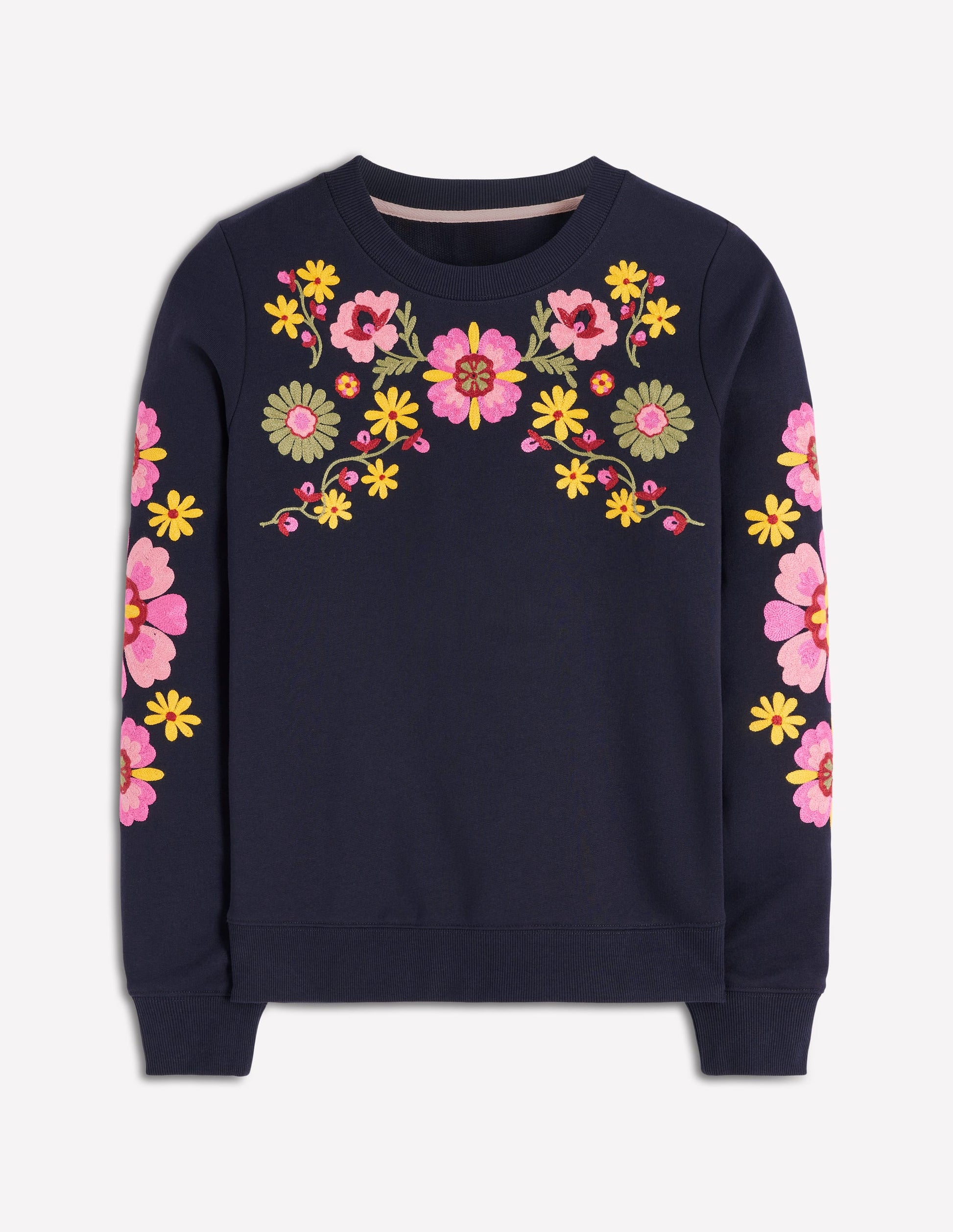 Hannah Embroidered Sweatshirt-Navy Multi Embroidery-5