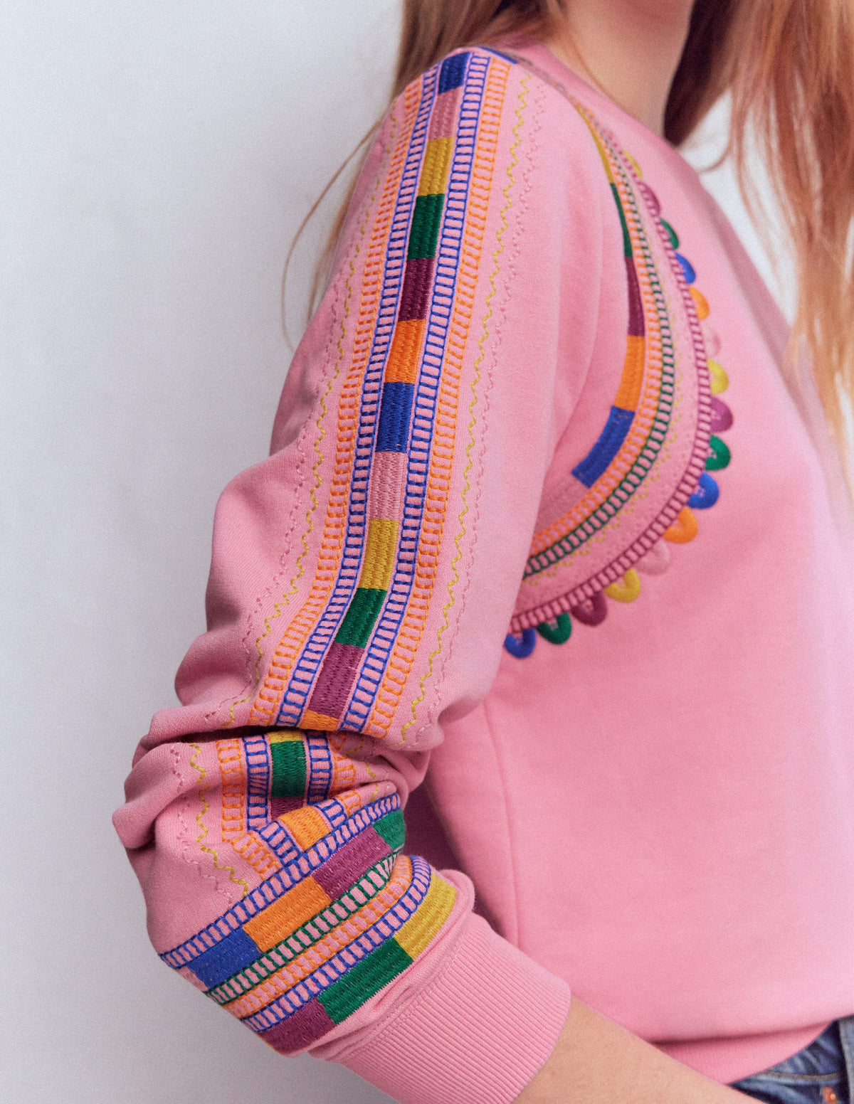 Hannah Embroidered Sweatshirt-Orchid Pink Embroidery - Image 2