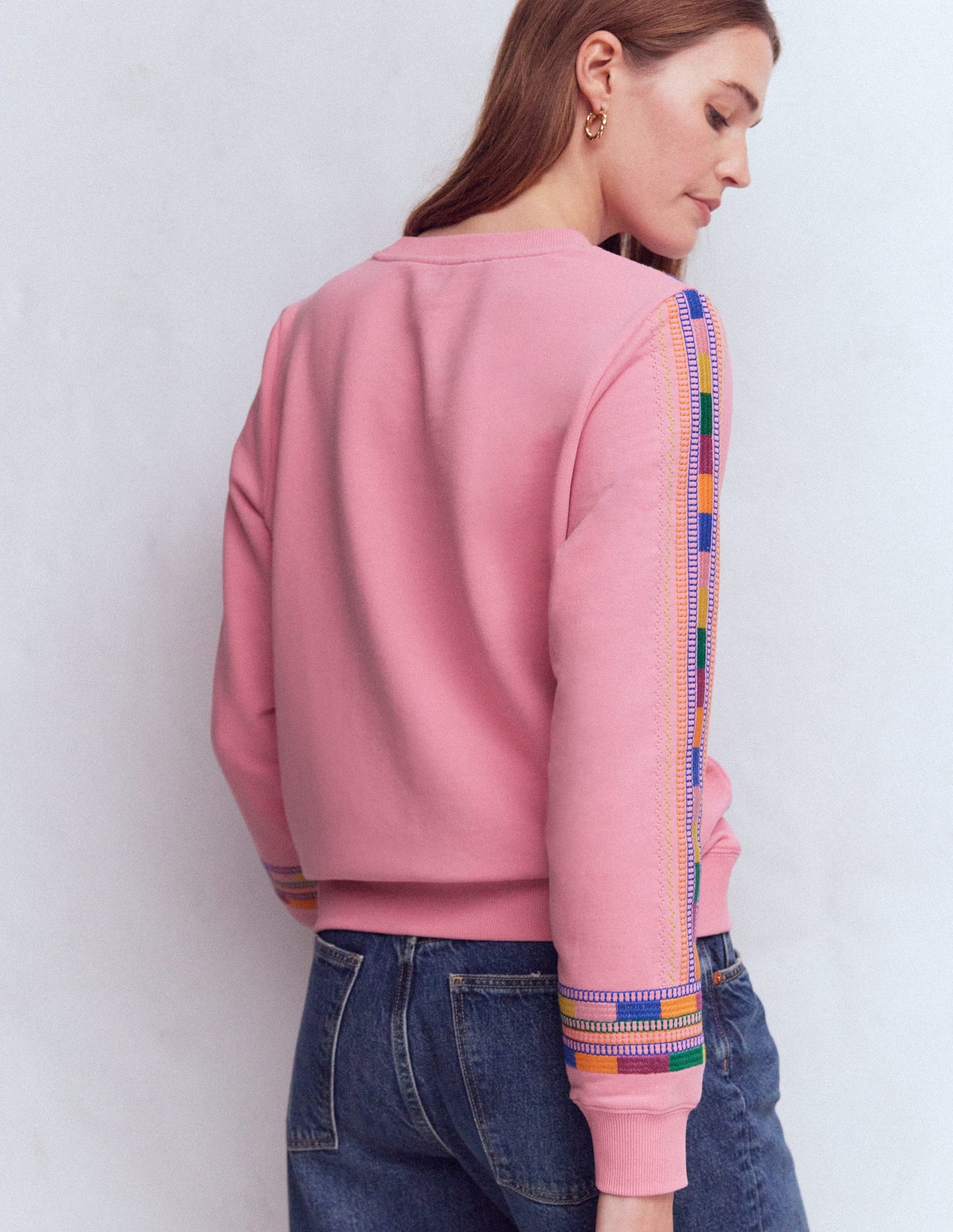 Hannah Embroidered Sweatshirt-Orchid Pink Embroidery