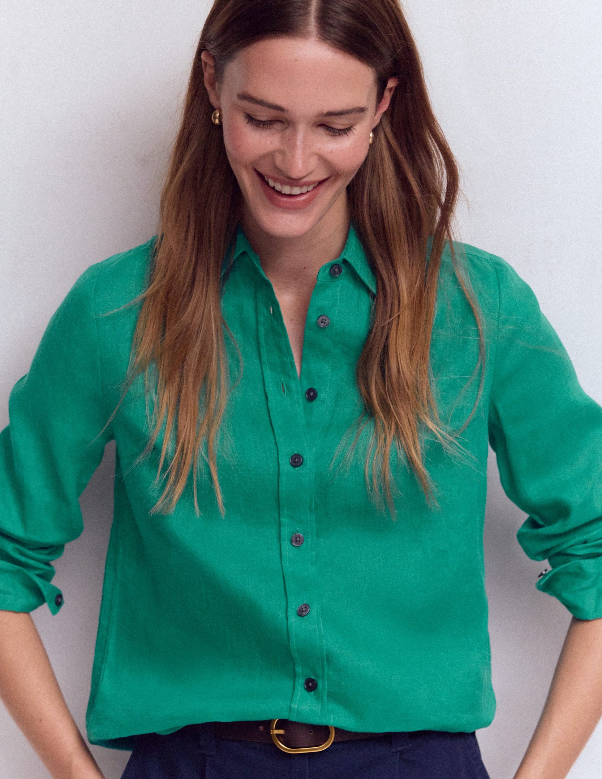 Sienna Linen Shirt-Deep Teal-2