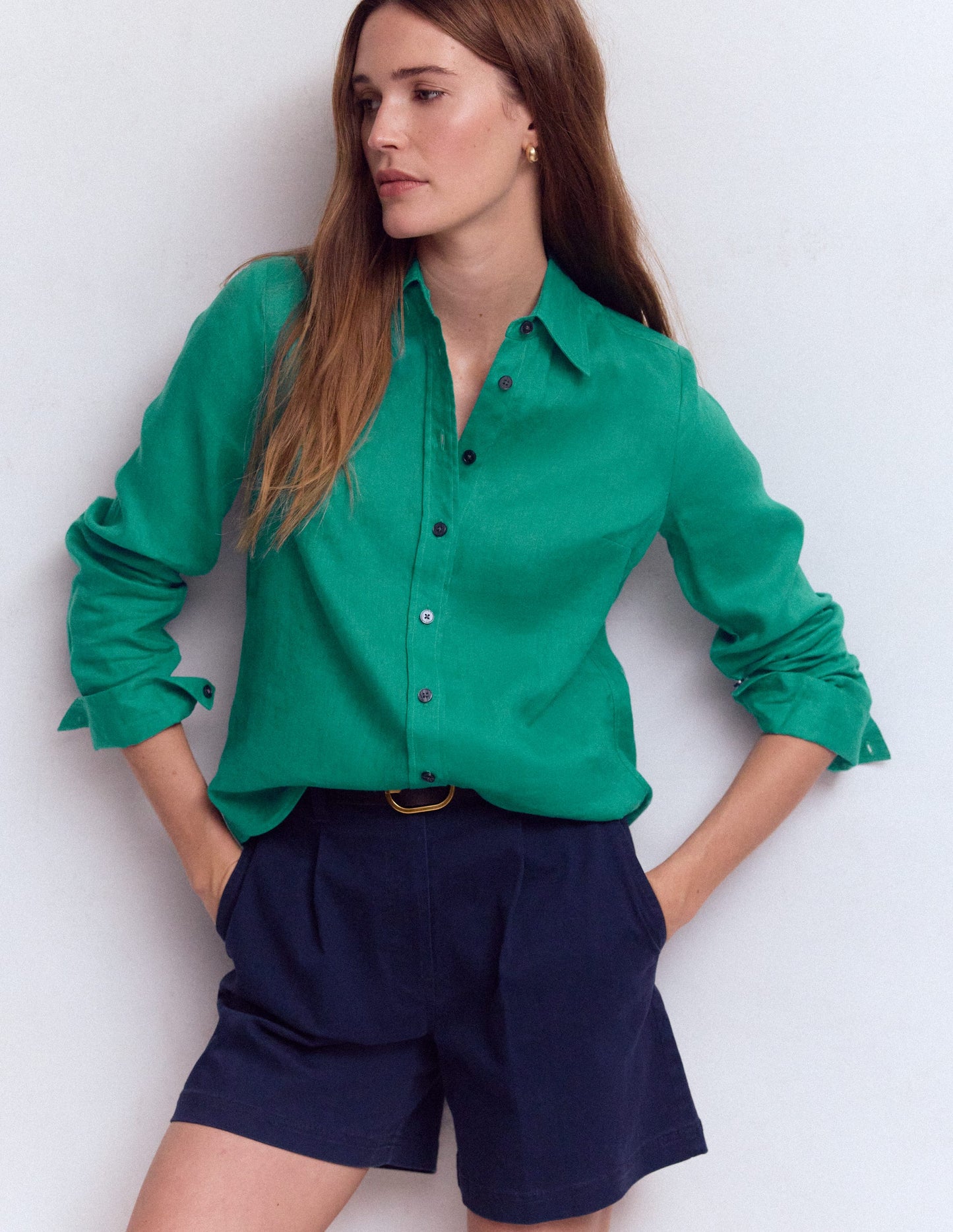 Sienna Linen Shirt-Deep Teal