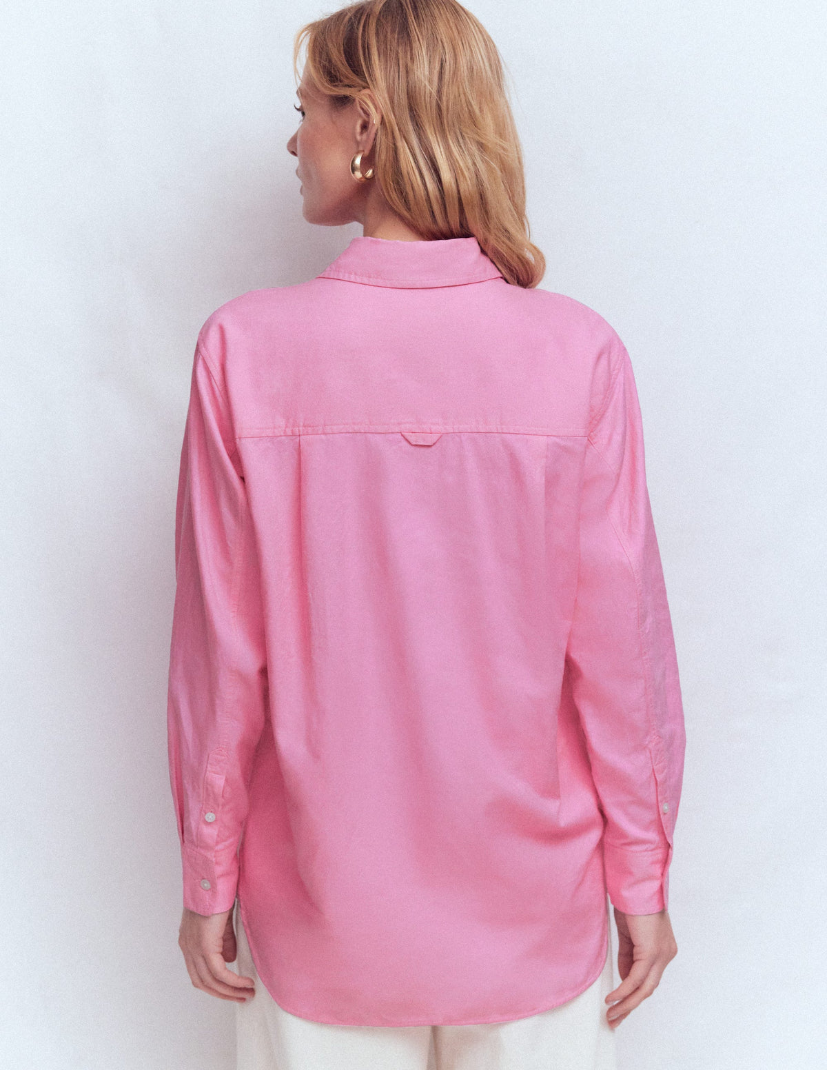 Sadie Relaxed Cotton Shirt-Pink Floral Beaded Oxford - Image 3