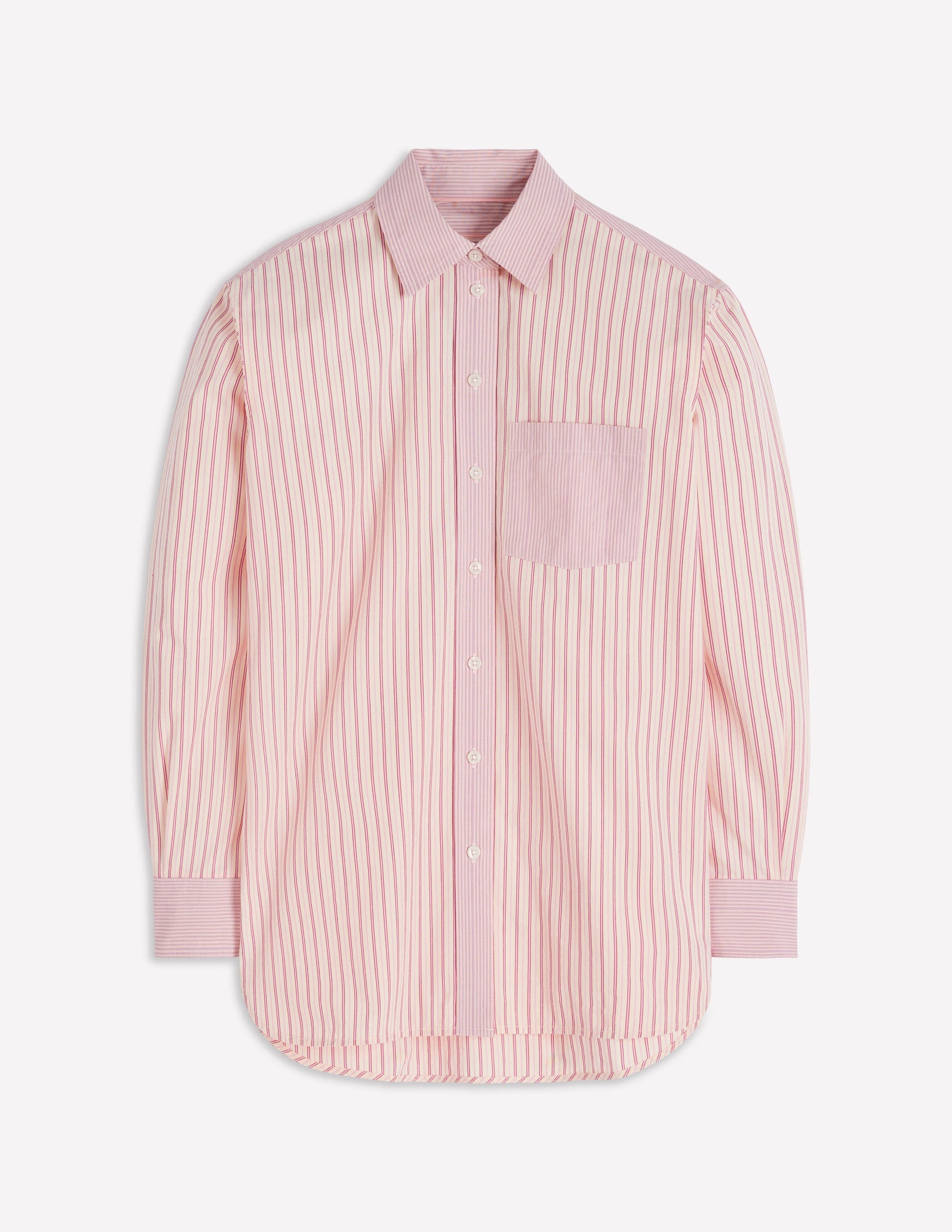 Sadie Relaxed Cotton Shirt-Pink Stripe Hotch-5