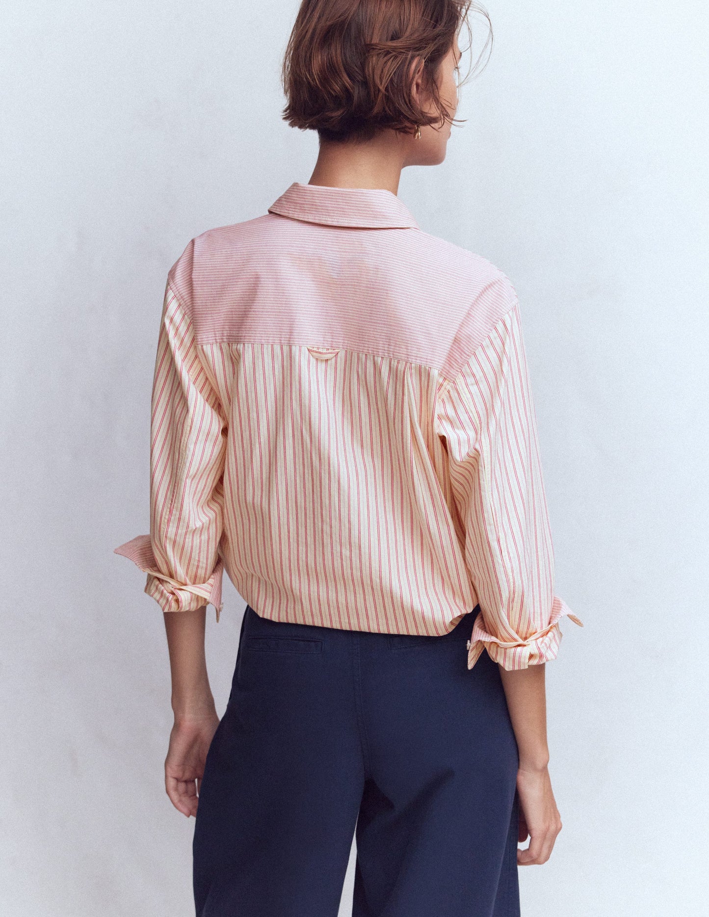 Sadie Relaxed Cotton Shirt-Pink Stripe Hotch