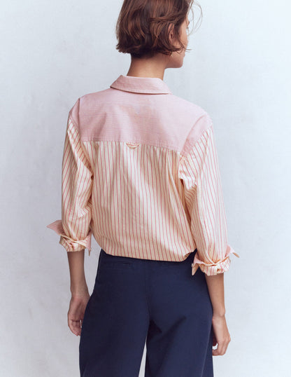 Sadie Relaxed Cotton Shirt-Pink Stripe Hotch-3