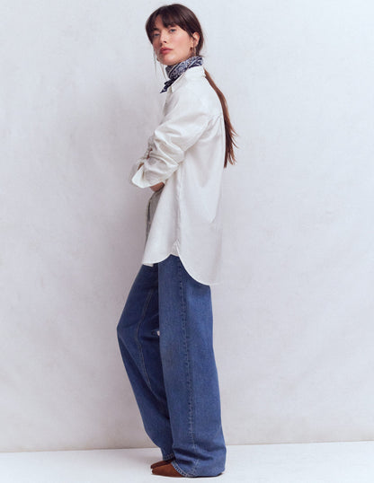 Sadie Relaxed Cotton Shirt-White Oxford-1