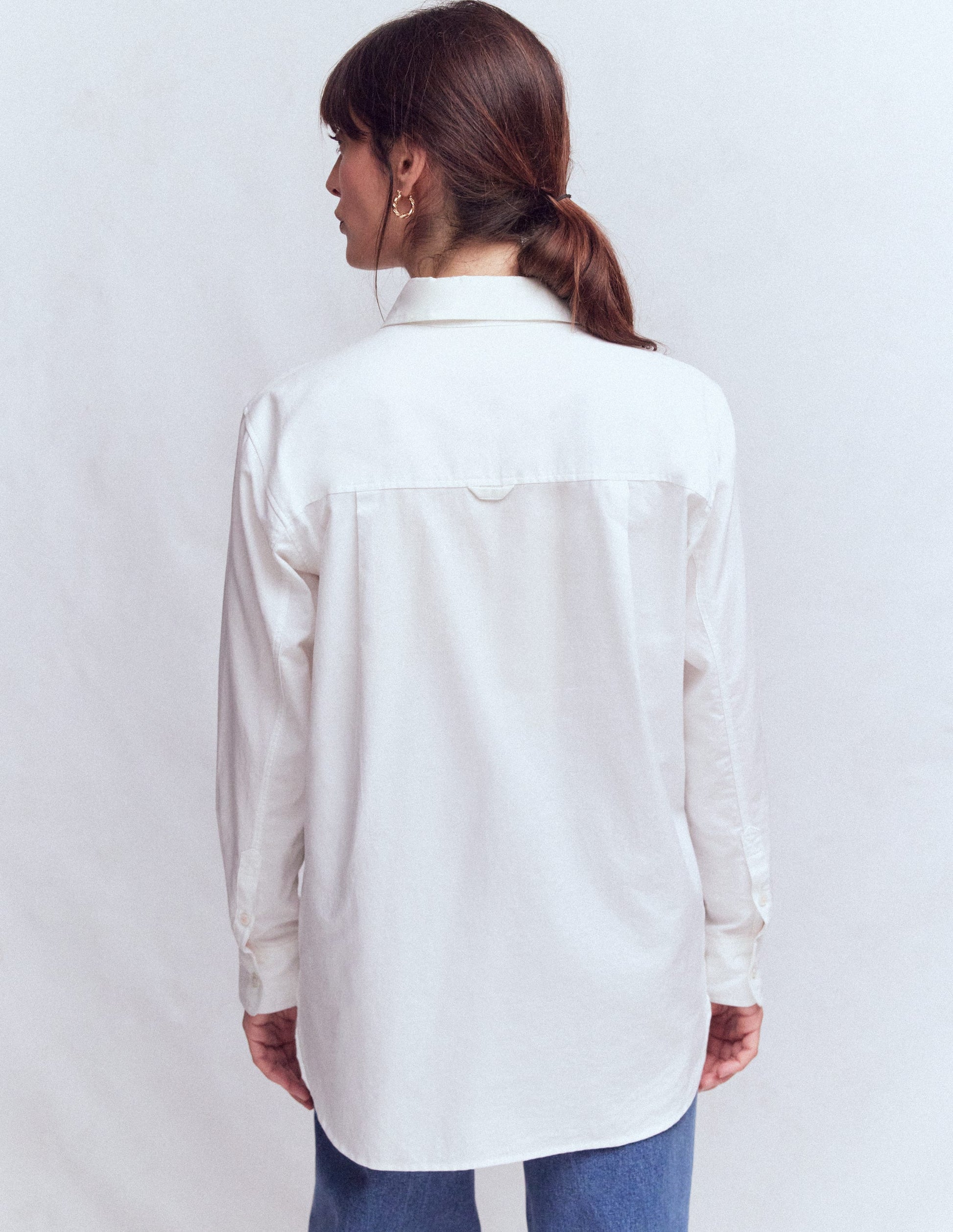 Sadie Relaxed Cotton Shirt-White Oxford-3