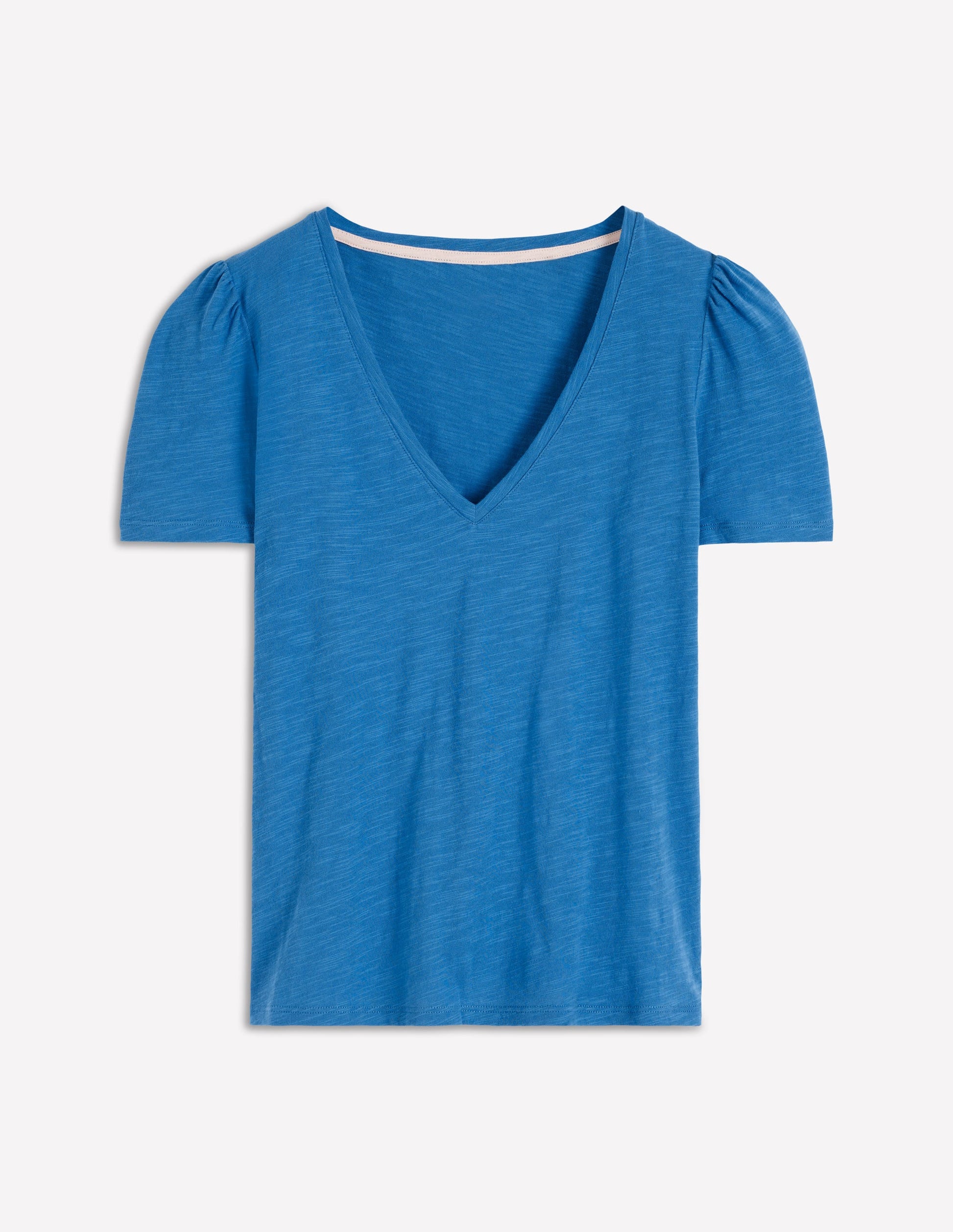 V Neck Slub T-shirt-Vallarta Blue-5