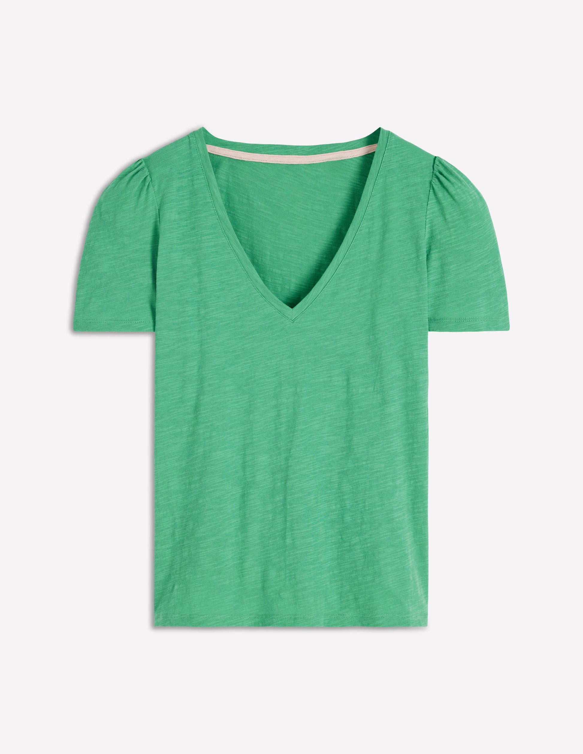 V Neck Slub T-shirt-Aloe Green-5