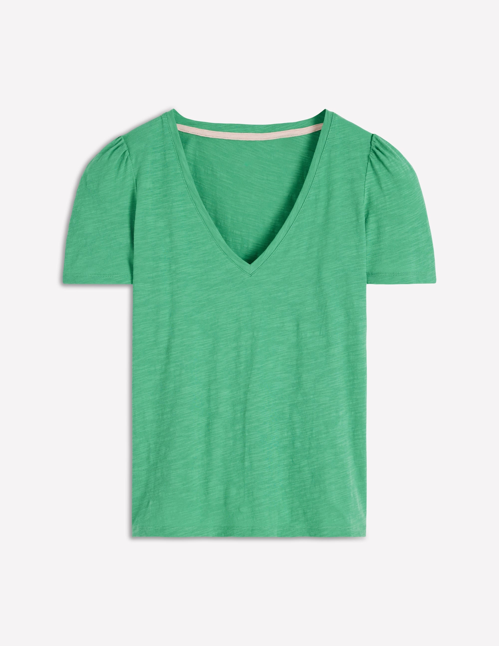Sophie V-neck Slub T-shirt-Aloe Green - Image 5