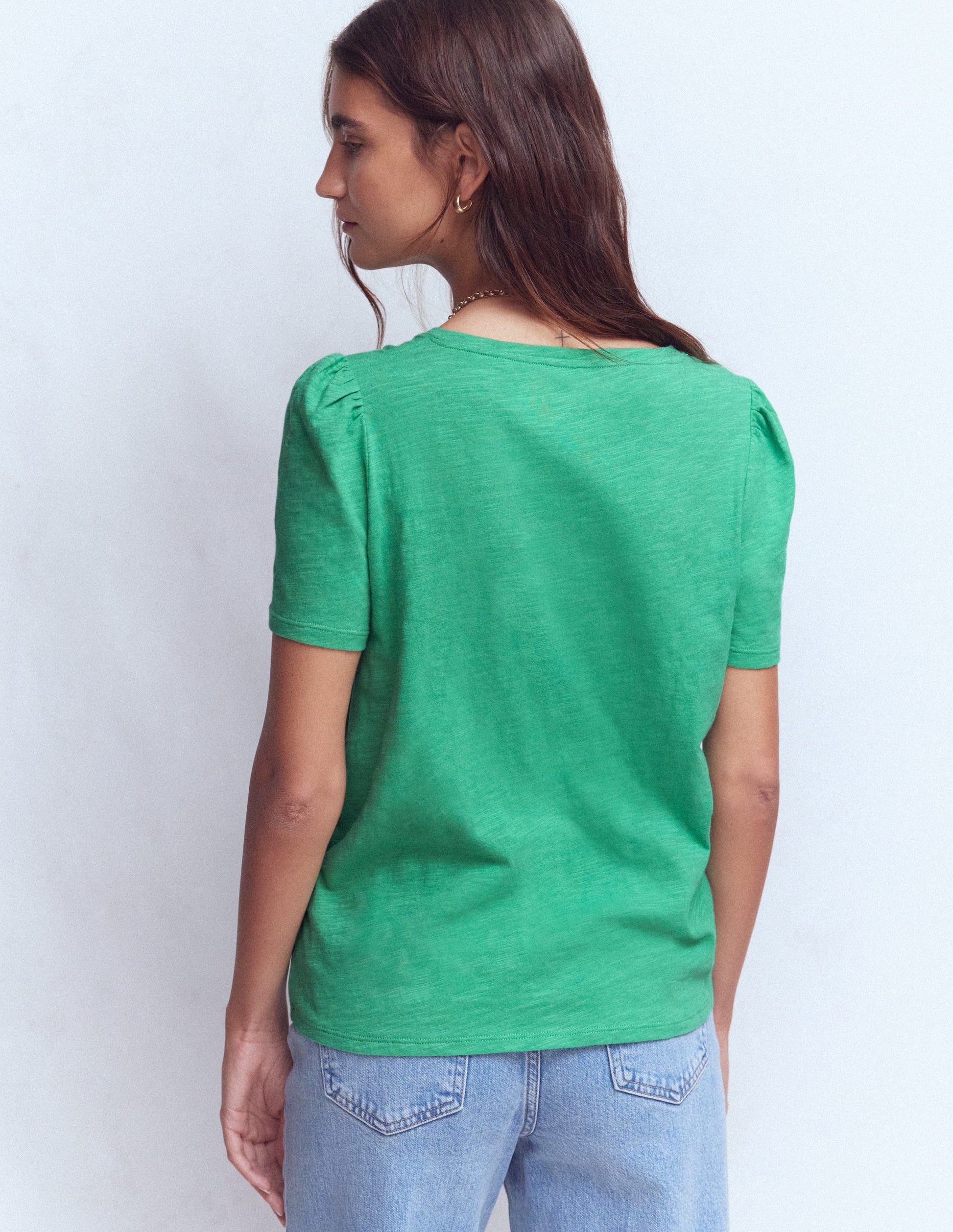 V Neck Slub T-shirt-Aloe Green-3