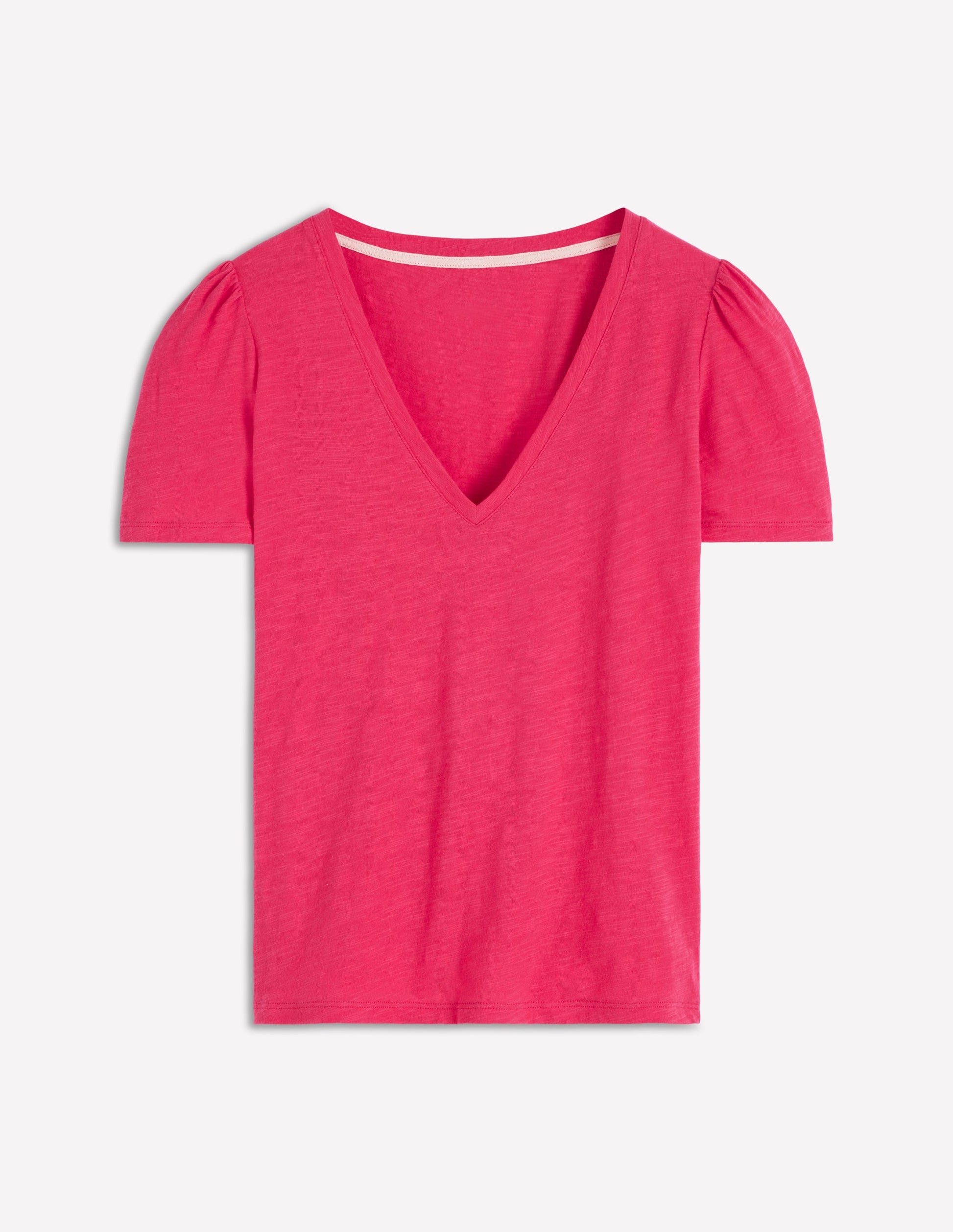 V Neck Slub T-shirt-Virtual Pink-5