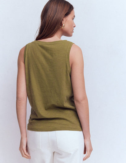 Regular V-Neck Slub Vest-Capulet Olive-3