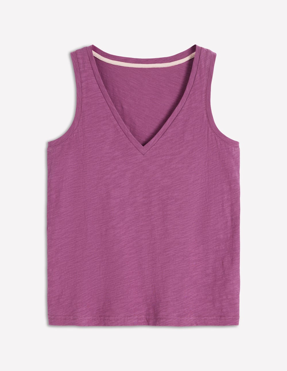 Regular V-Neck Slub Vest-Damson