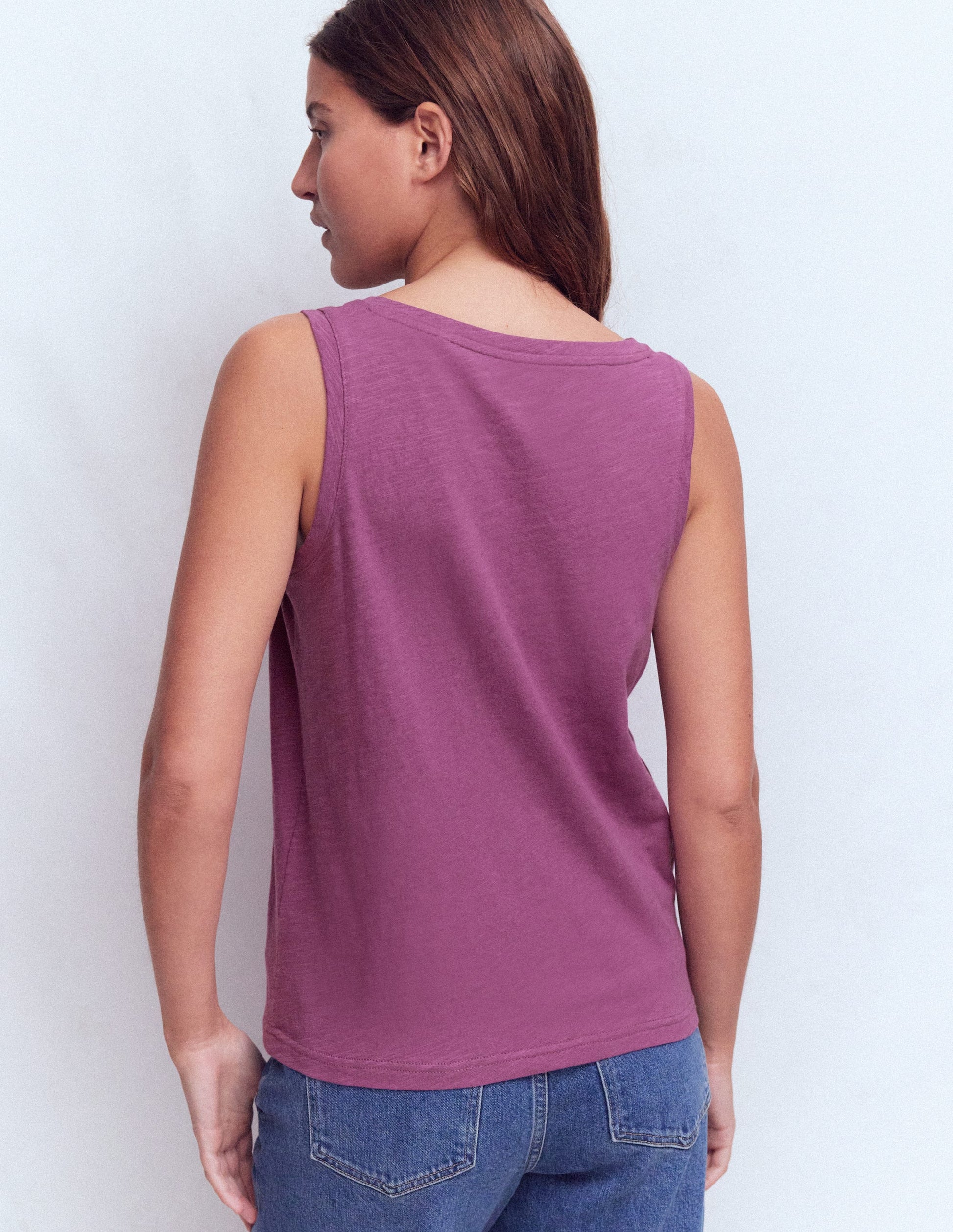 Regular V-Neck Slub Vest-Damson-3