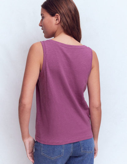 Regular V-Neck Slub Vest-Damson-3