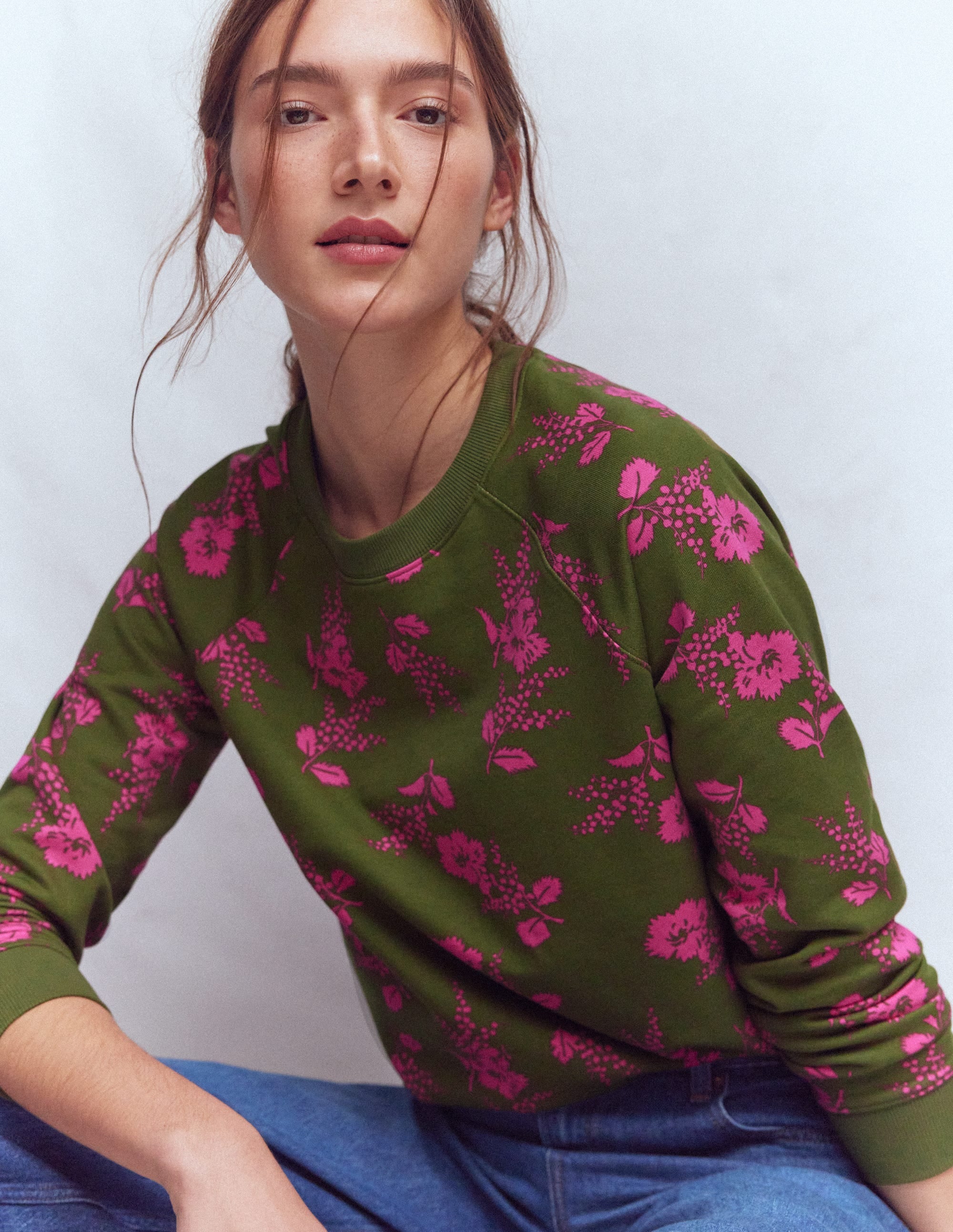 Rosa Printed Sweatshirt-Mayfly, Blossomy Sprig Medium - Image 1