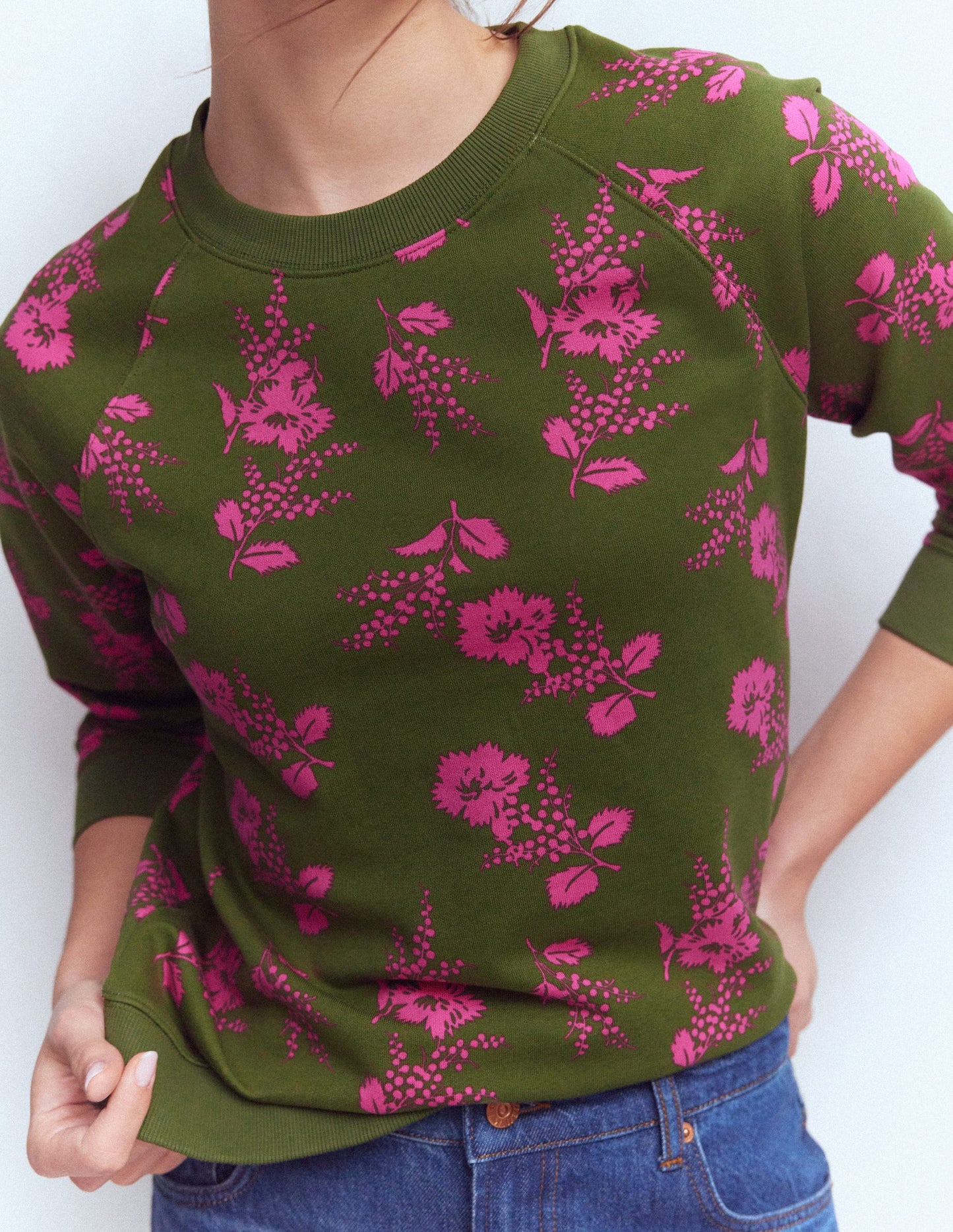 Rosa Printed Sweatshirt-Mayfly, Blossomy Sprig Medium