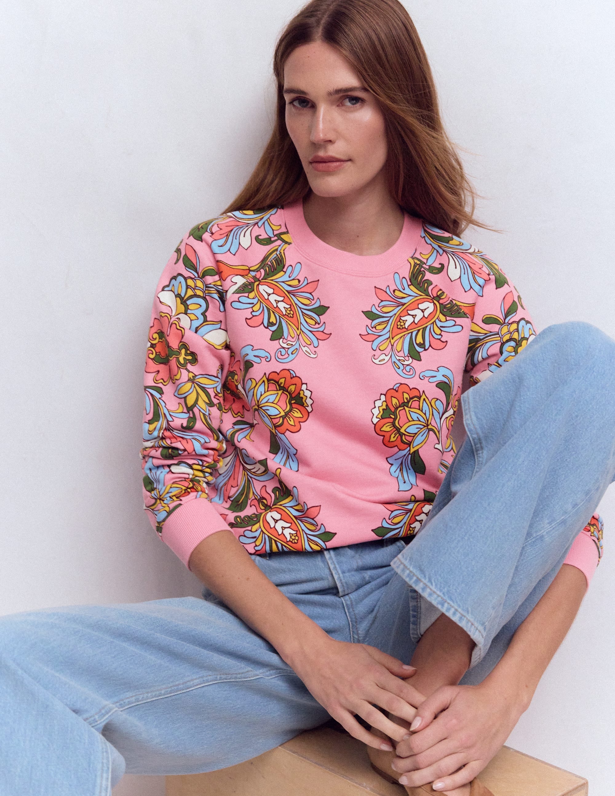 Rosa Printed Sweatshirt-Multi, Botanical Flourish - Image 1