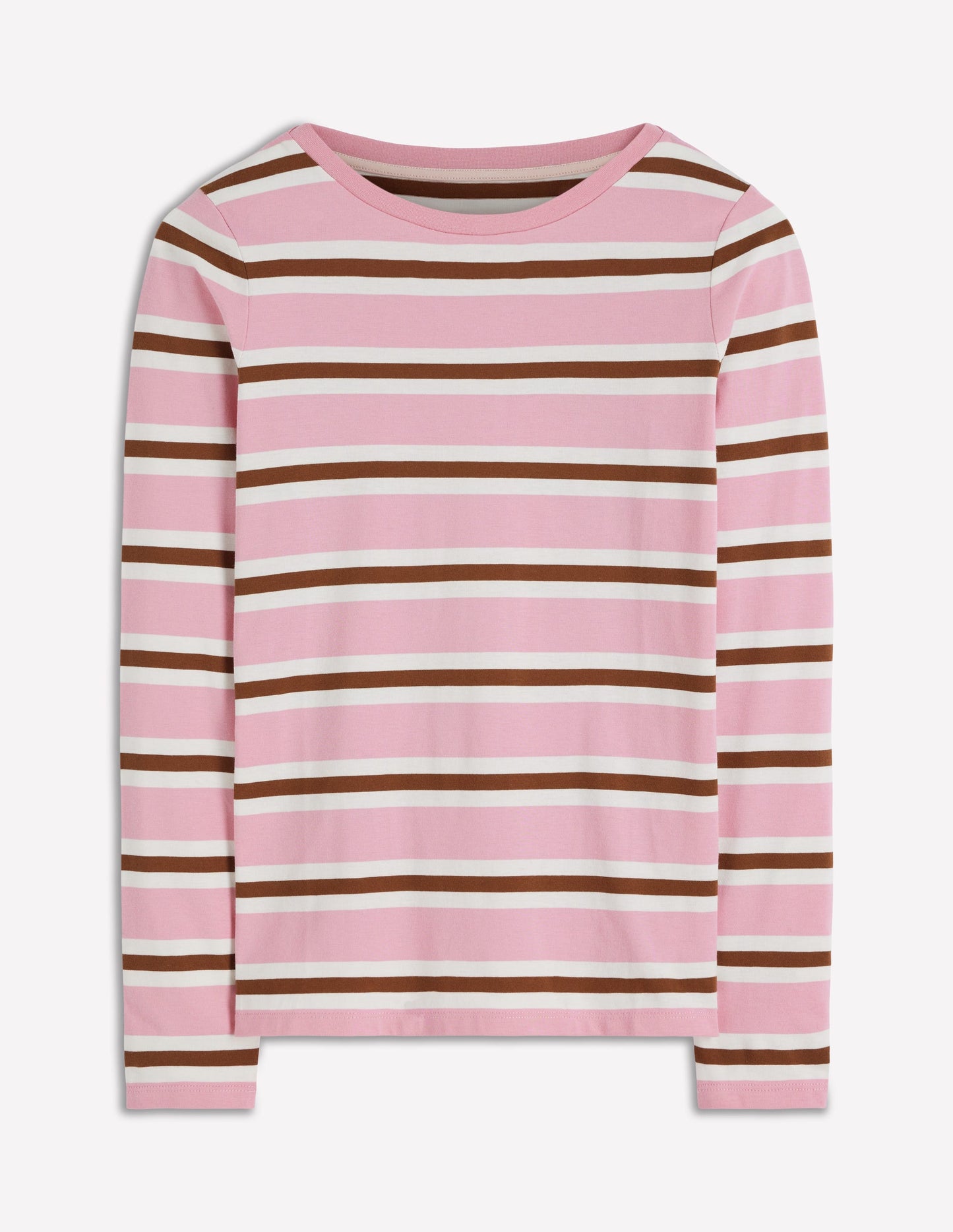 Olivia Long Sleeve Breton-Formica Pink and Russet Stripe