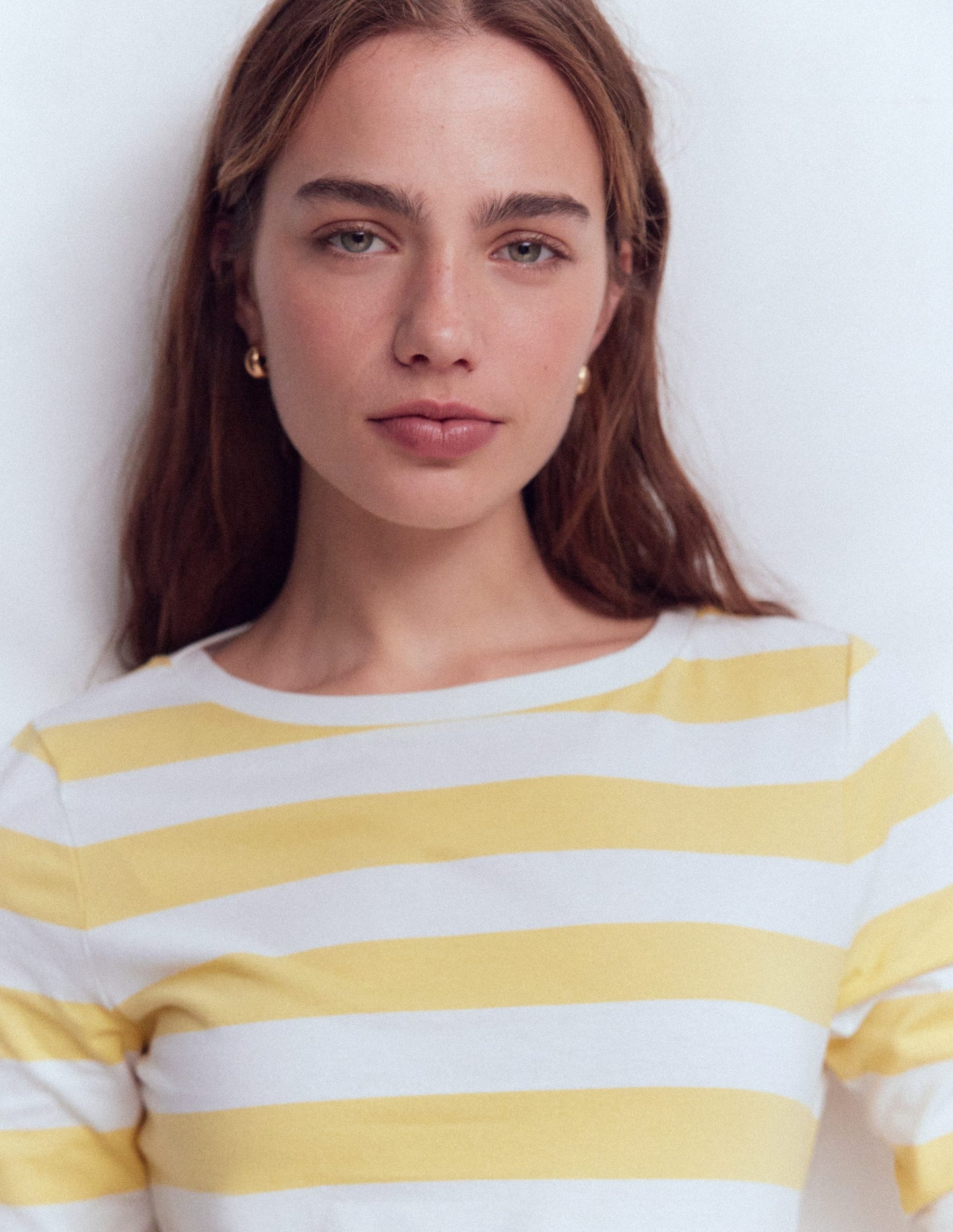 Olivia Long Sleeve Breton-Dusky Citron and Ivory Stripe