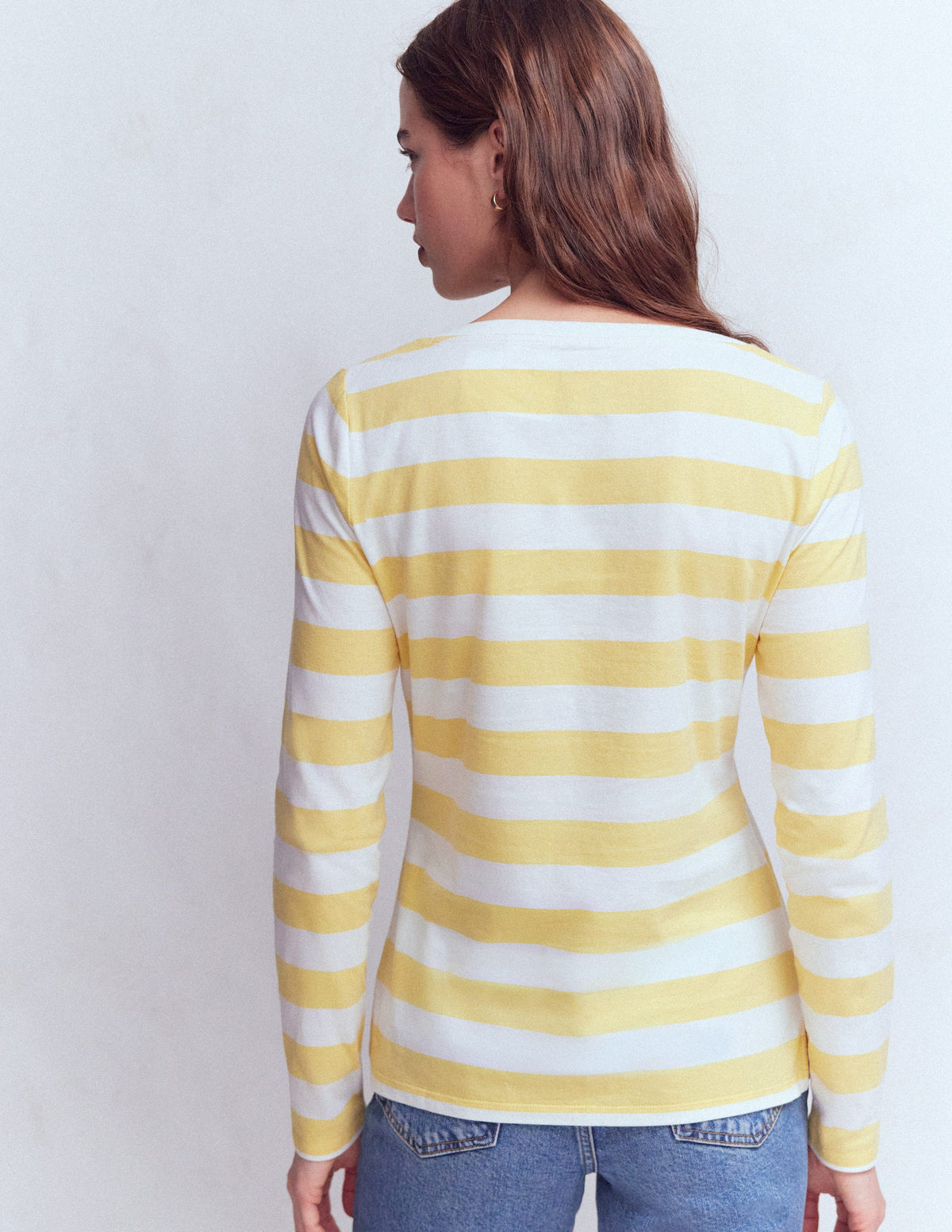 Olivia Long Sleeve Breton-Dusky Citron and Ivory Stripe - Image 3