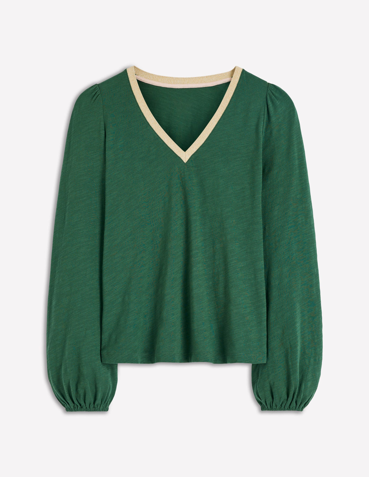 Metallic Trim V-neck Top-Trekking Green - Image 5