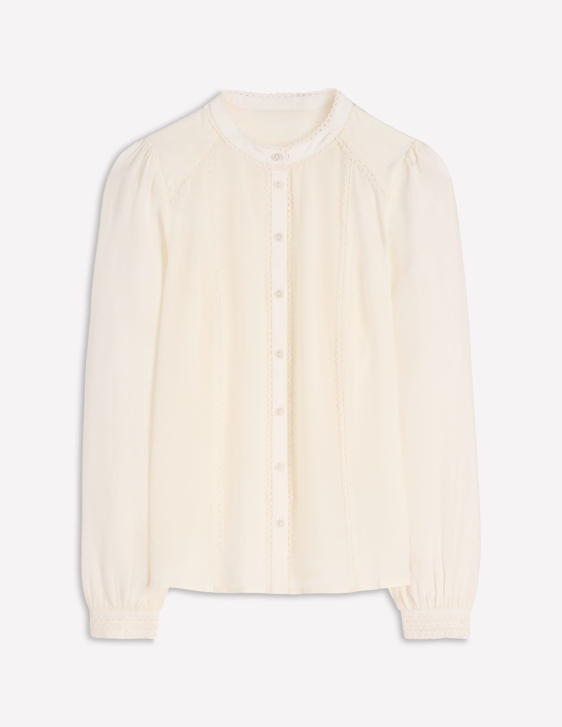 Rhea Trim Detail Silk Top-Ivory-6