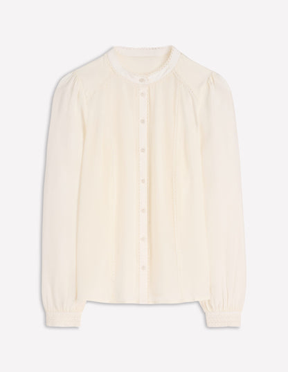 Rhea Trim Detail Silk Top-Ivory-6