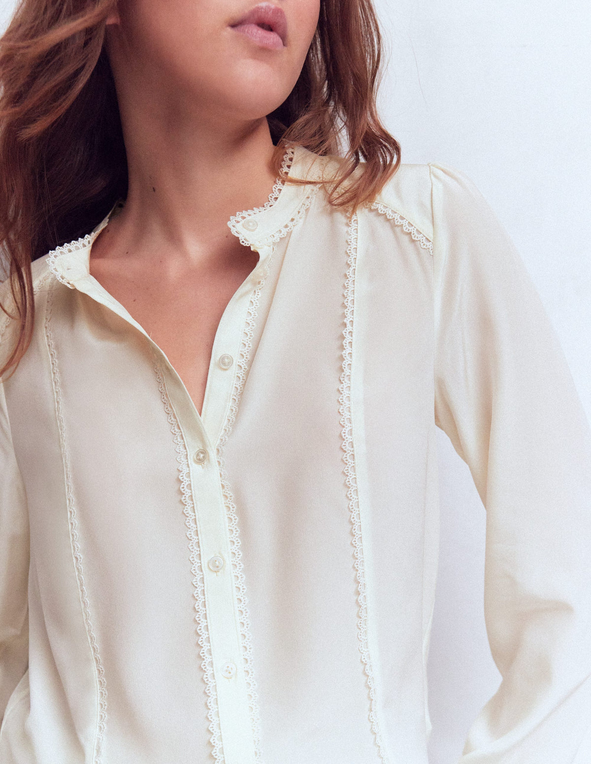Rhea Trim Detail Silk Top-Ivory - Image 2