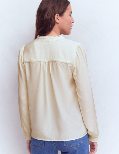 Rhea Trim Detail Silk Top-Ivory-3