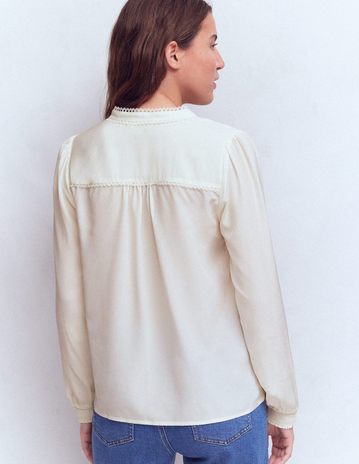 Rhea Trim Detail Silk Top-Ivory - Image 3