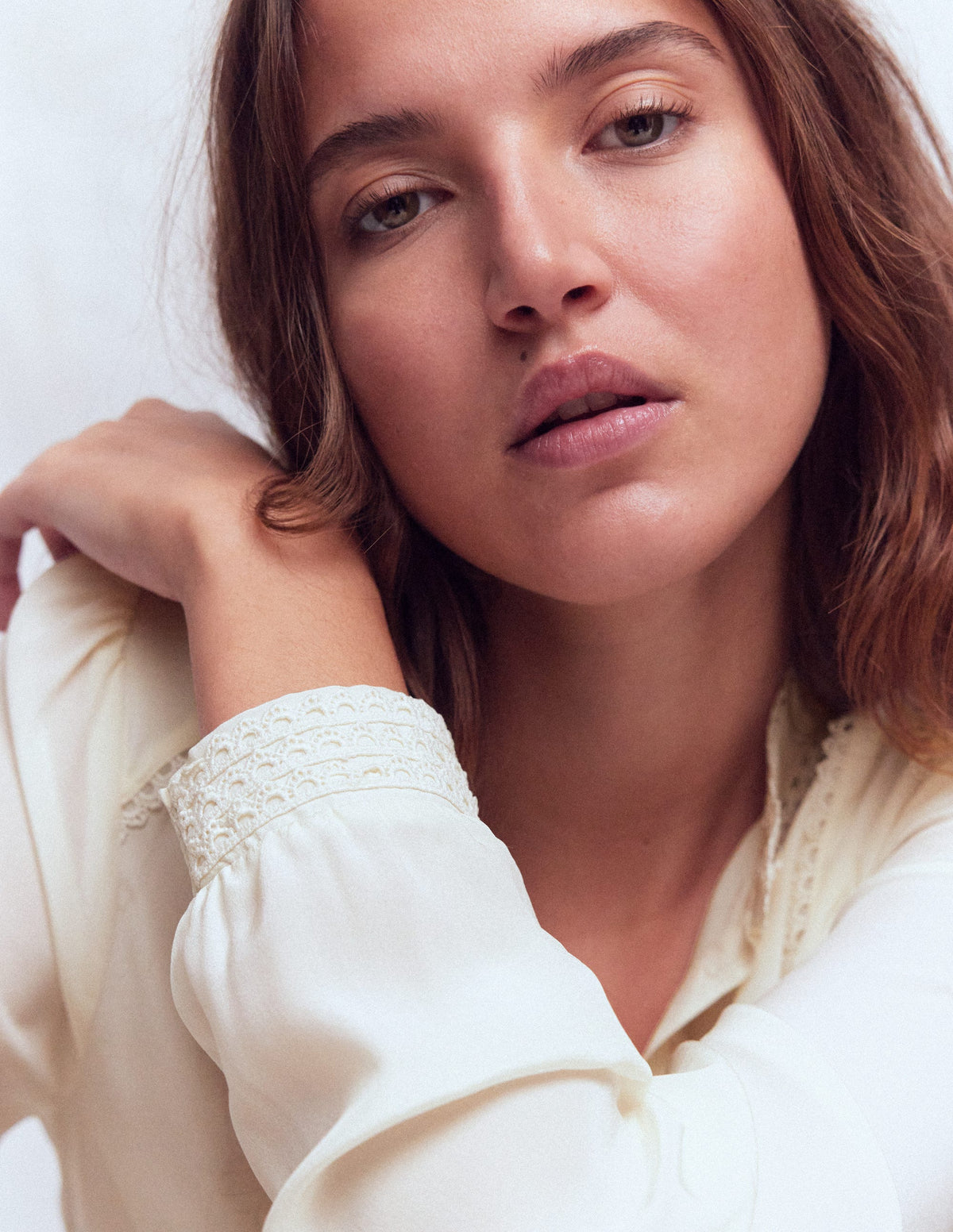 Rhea Trim Detail Silk Top-Ivory - Image 4