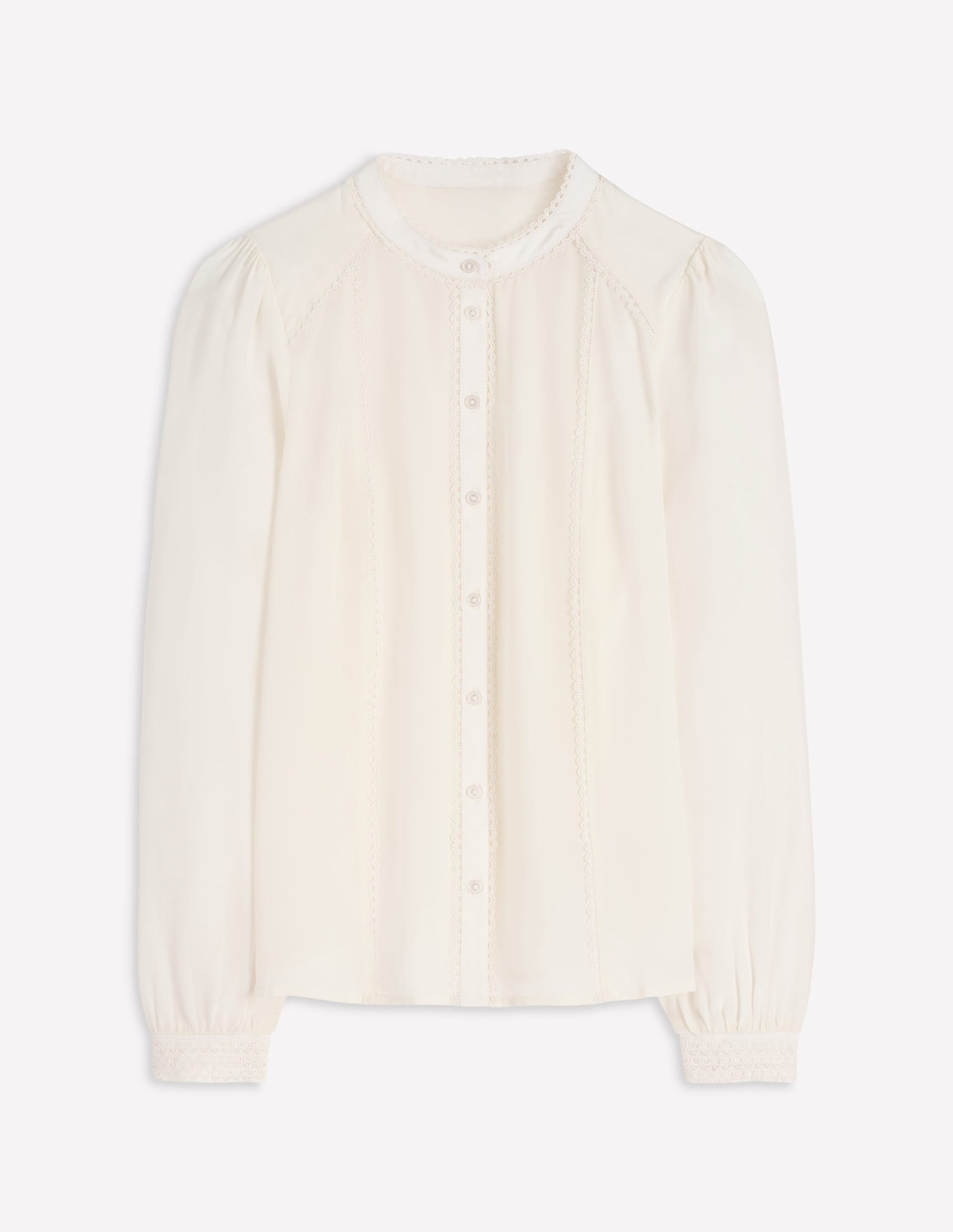 Rhea Trim Detail Silk Top-Ivory-6