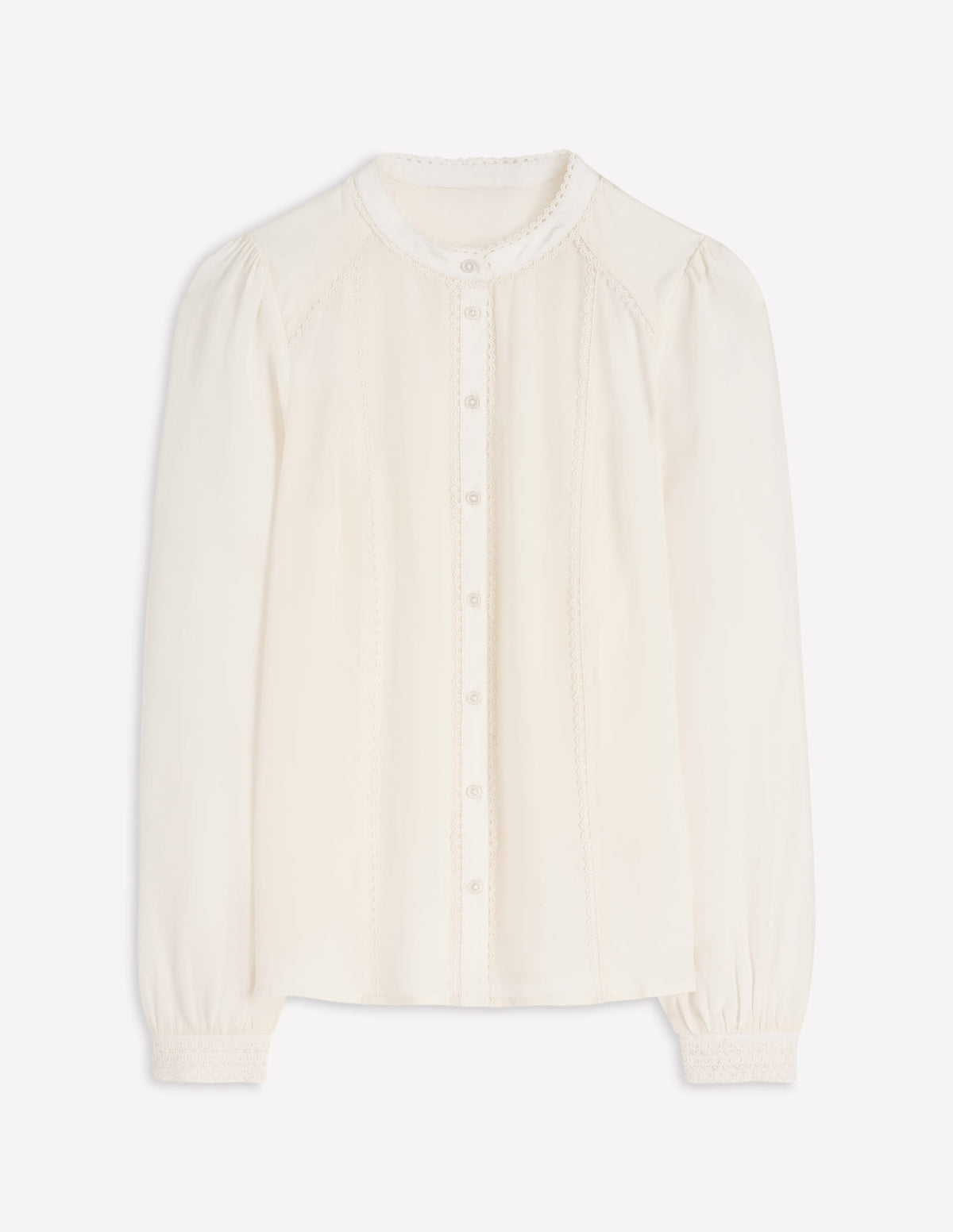 Rhea Trim Detail Silk Top-Ivory - Image 6